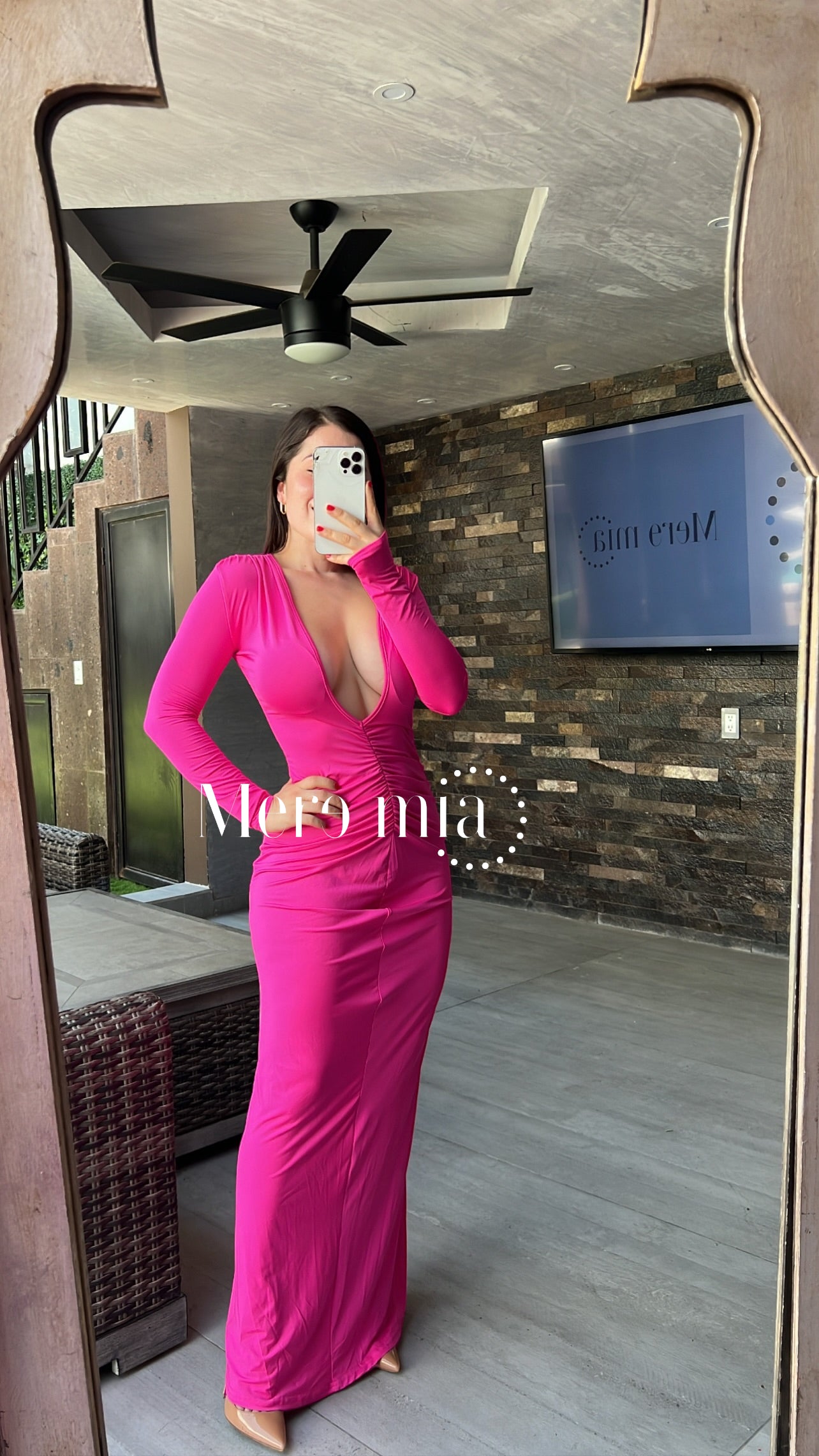 Vestido rosa largo