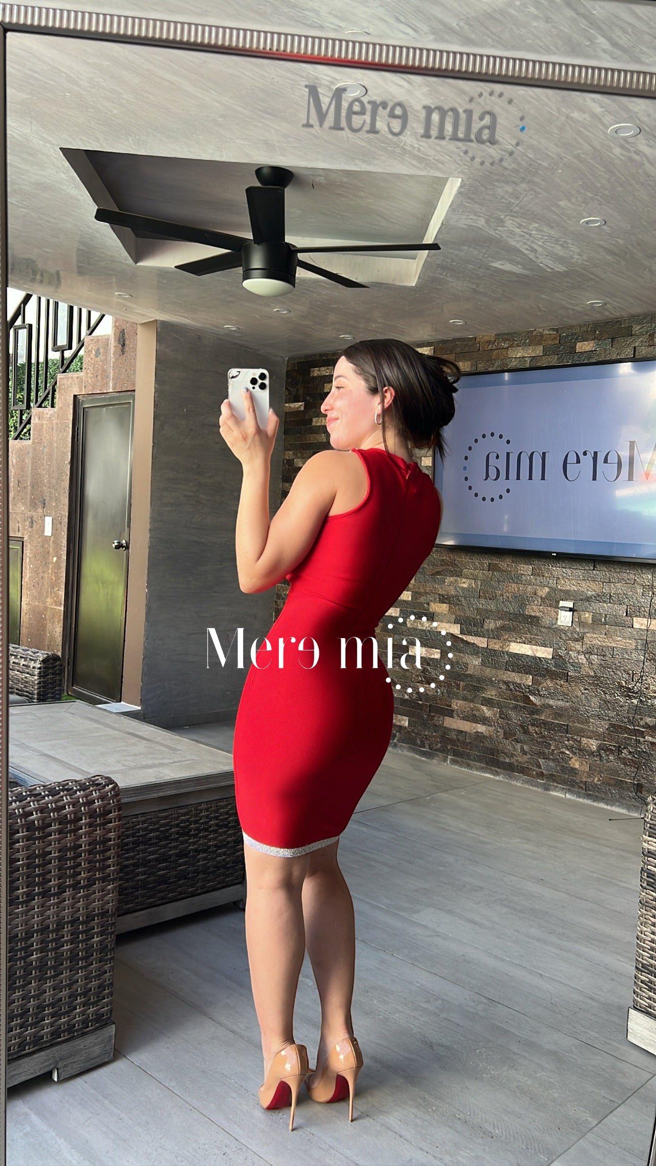 Vestido rojo plata corto