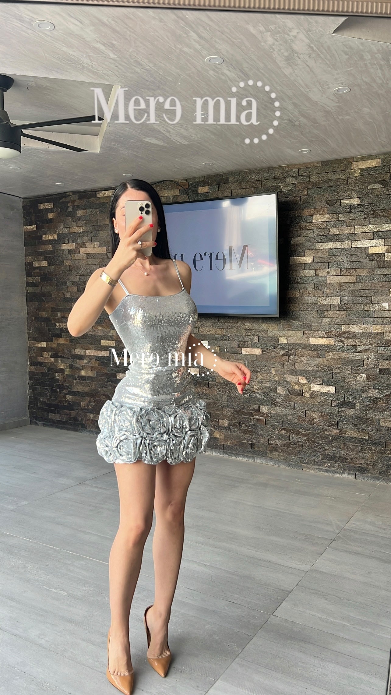 Vestido flores plata