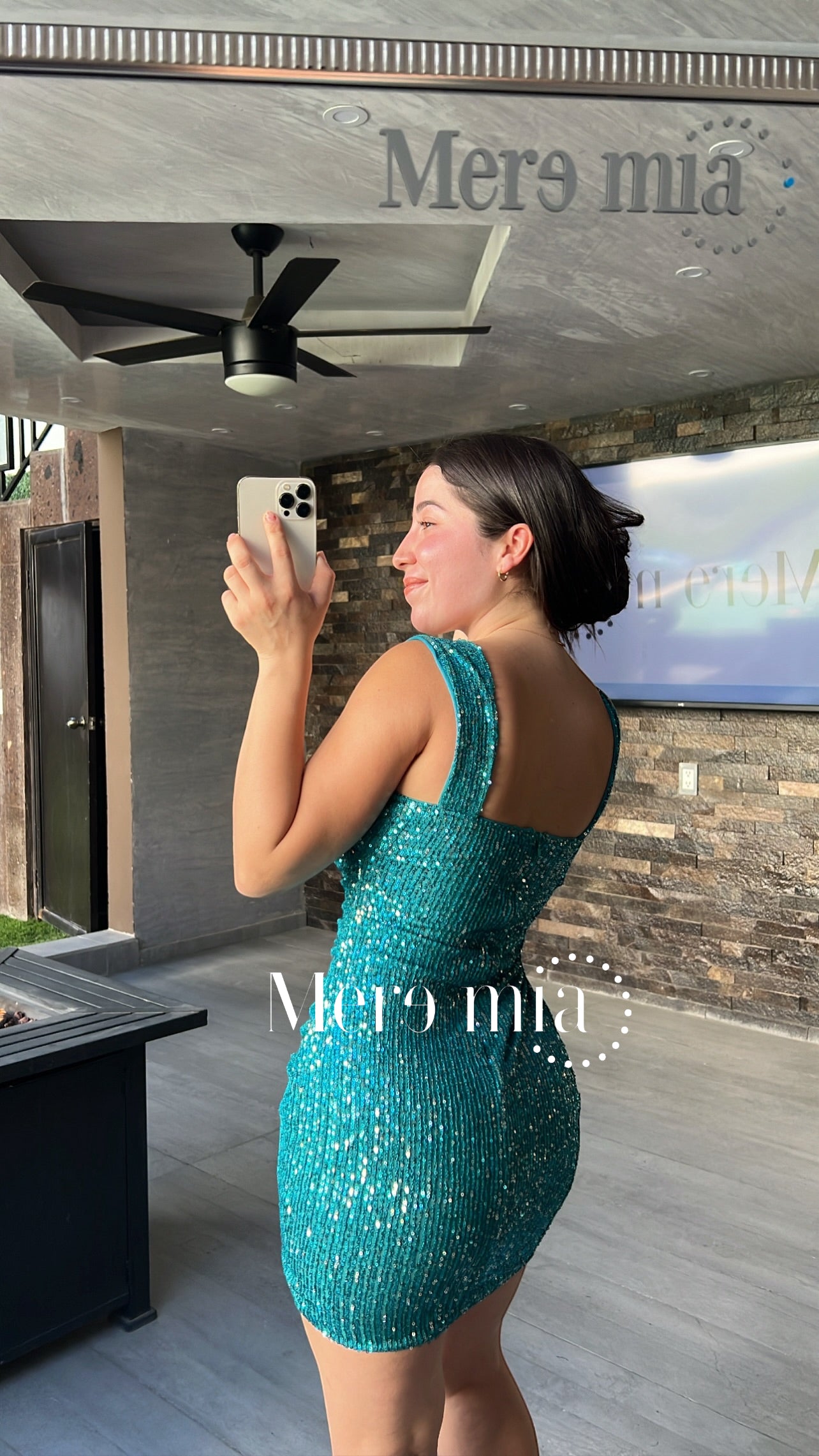 Vestido lentejuela azul esmeralda