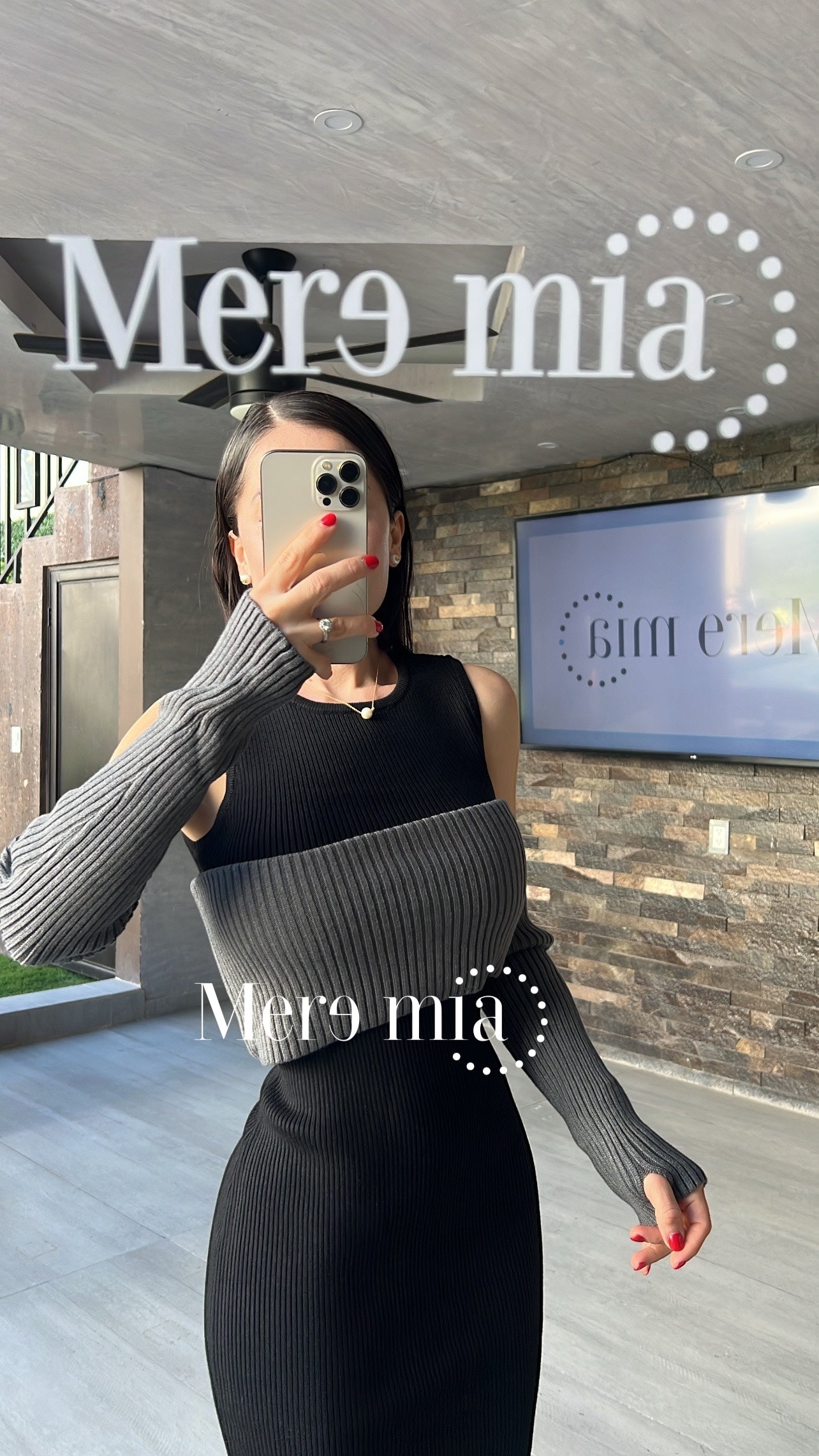 Vestido sweater negro gris