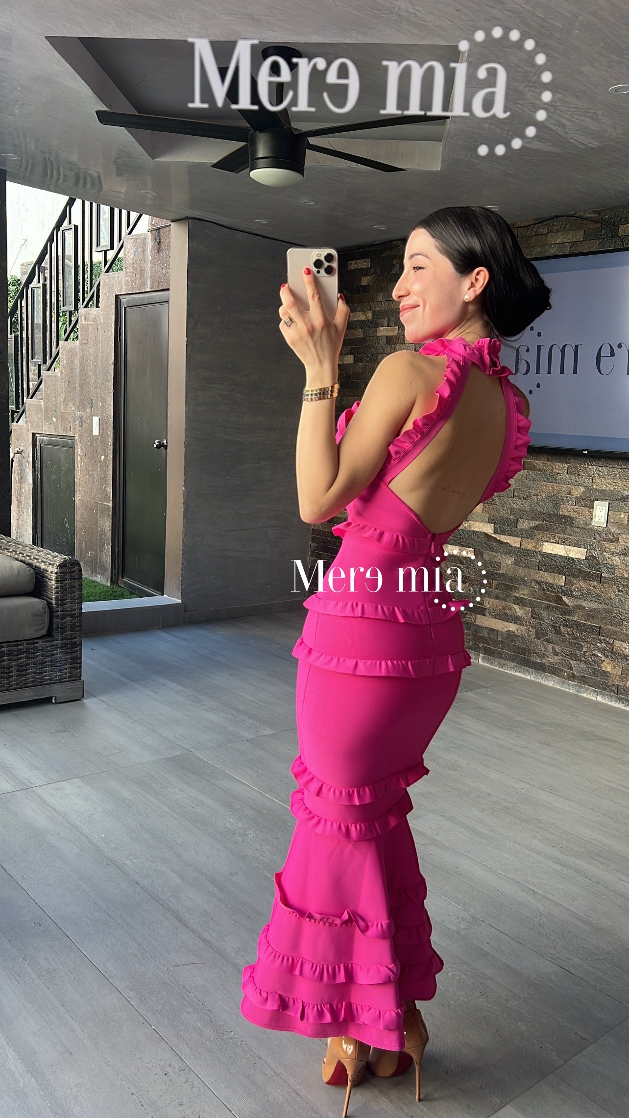 Vestido fucsia esc olanes