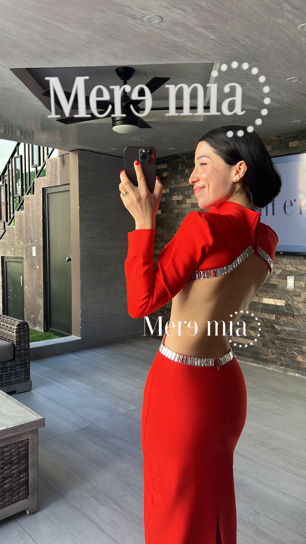 Vestido rojo plata rect