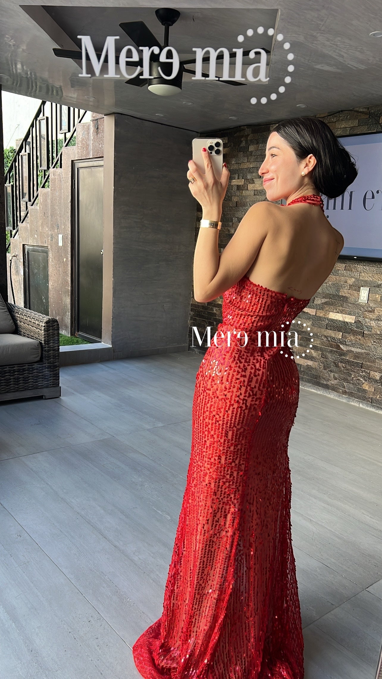 Vestido rojo flores halter