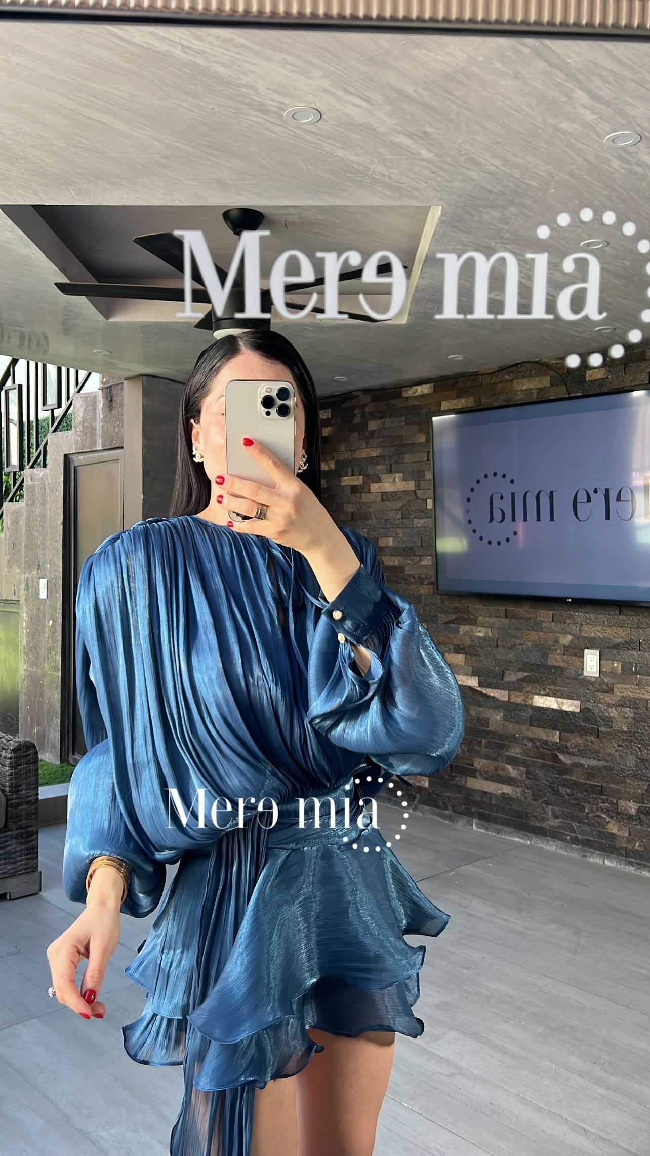 Vestido azul plisado