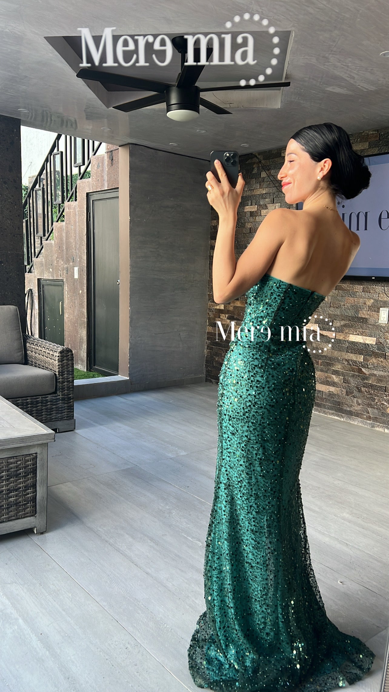 Vestido verde esmeralda lentejuelas