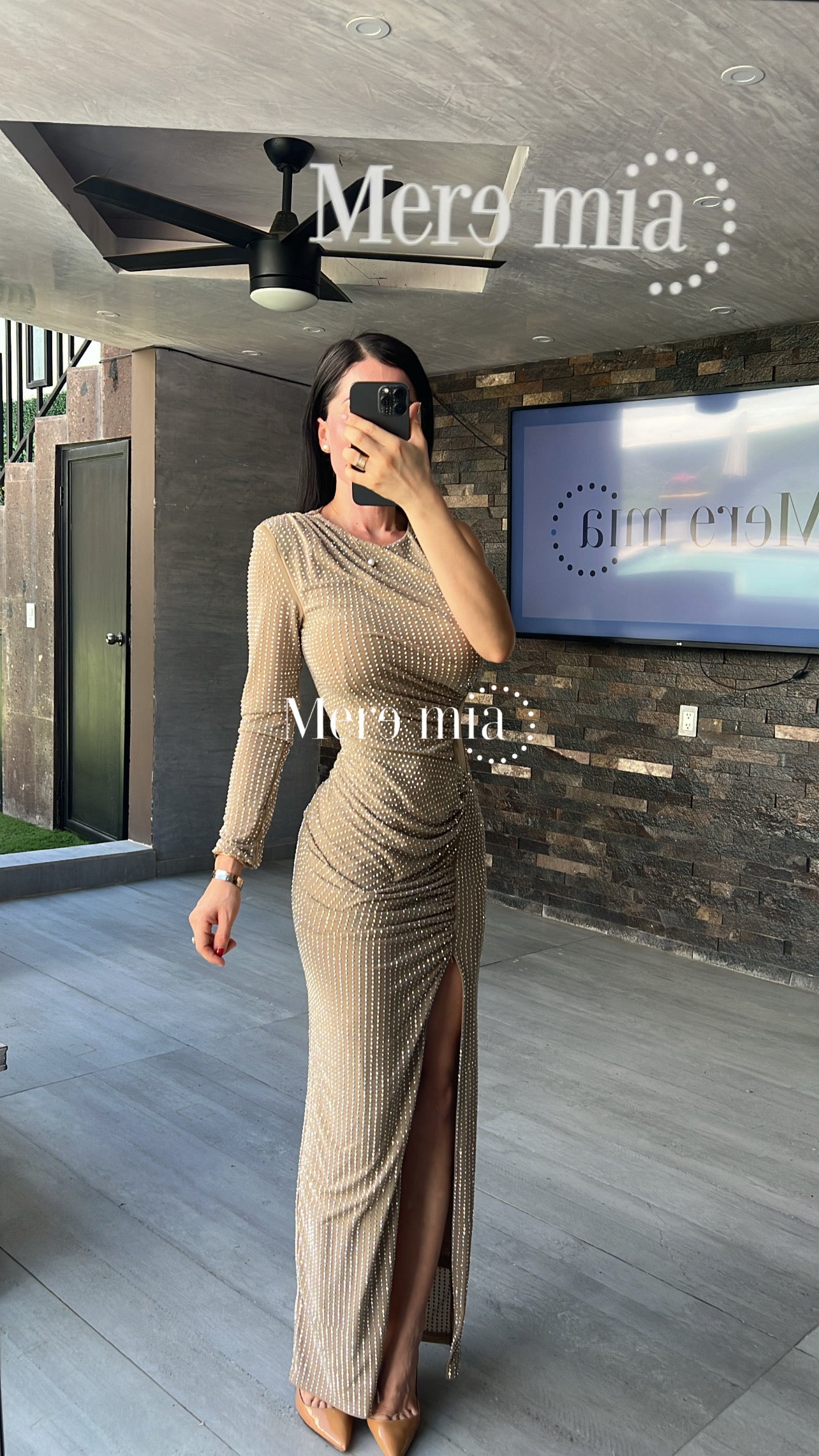 Vestido moka puntos manga