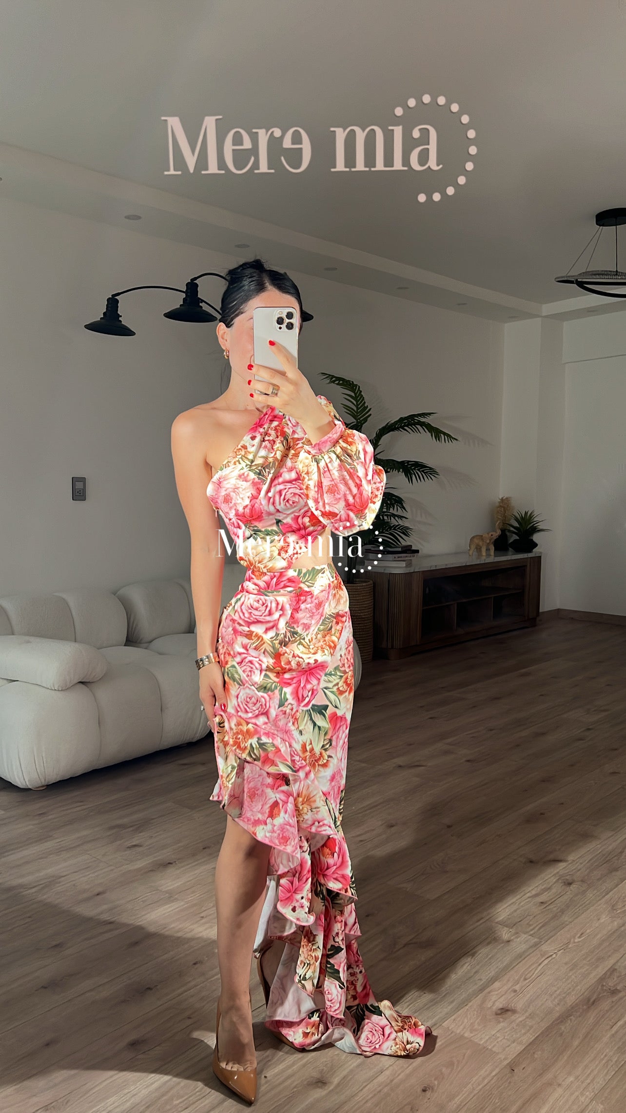 Vestido flores esc asimetrica