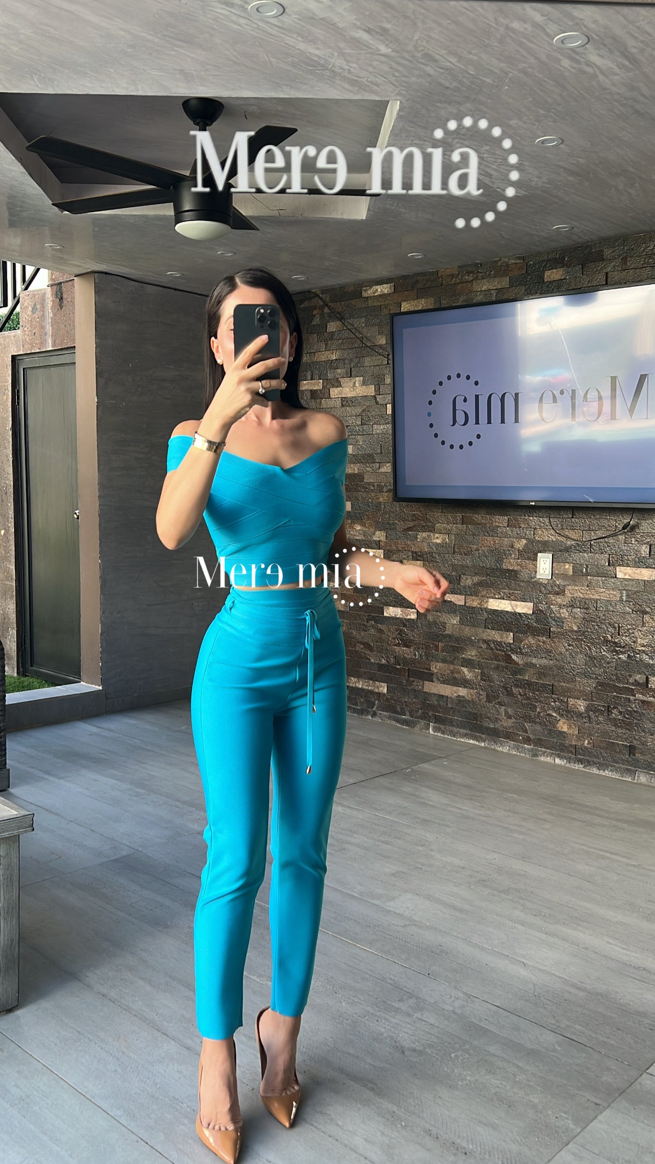 Pantalón cinto turq