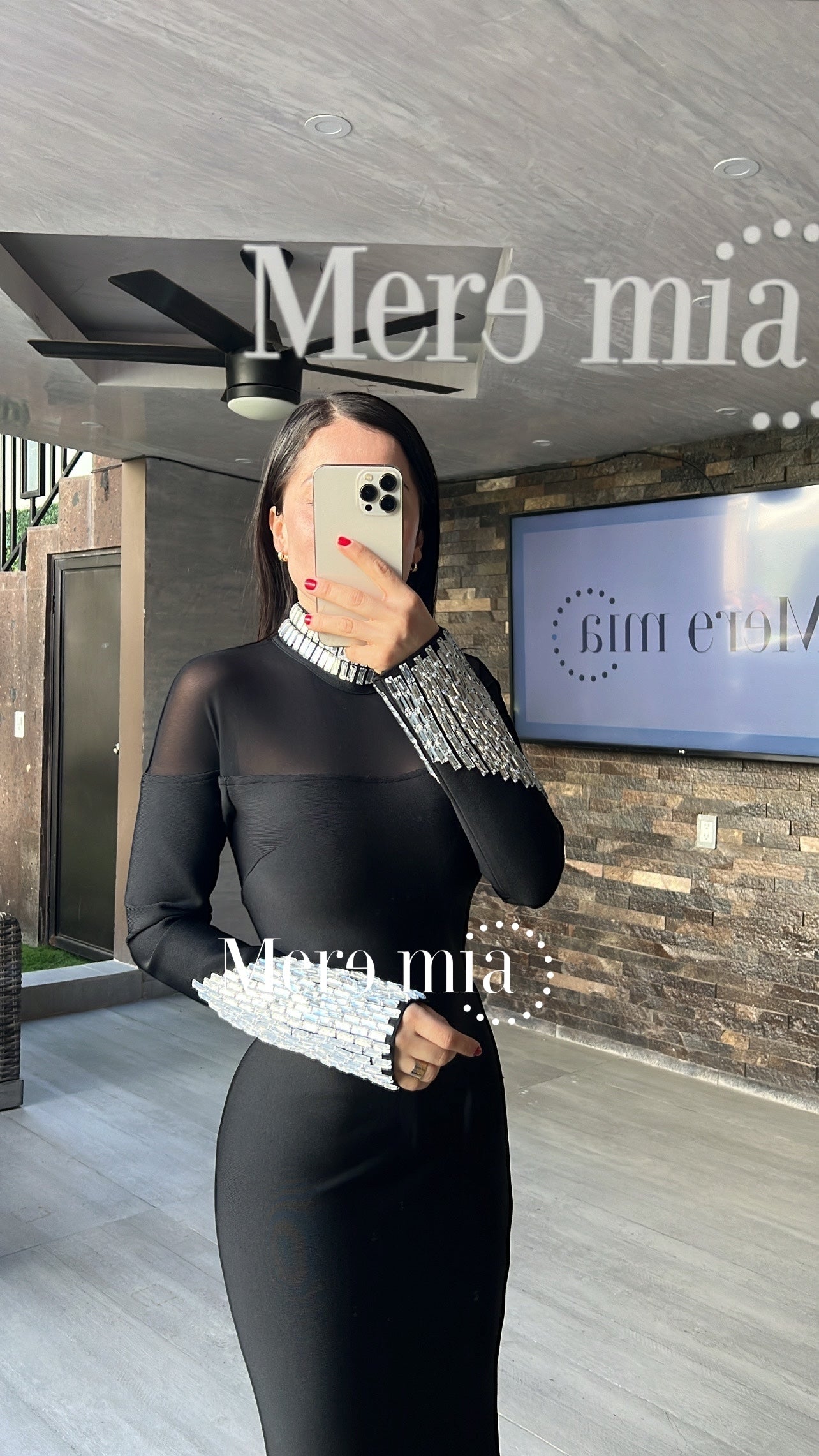 Vestido negro perlas ml