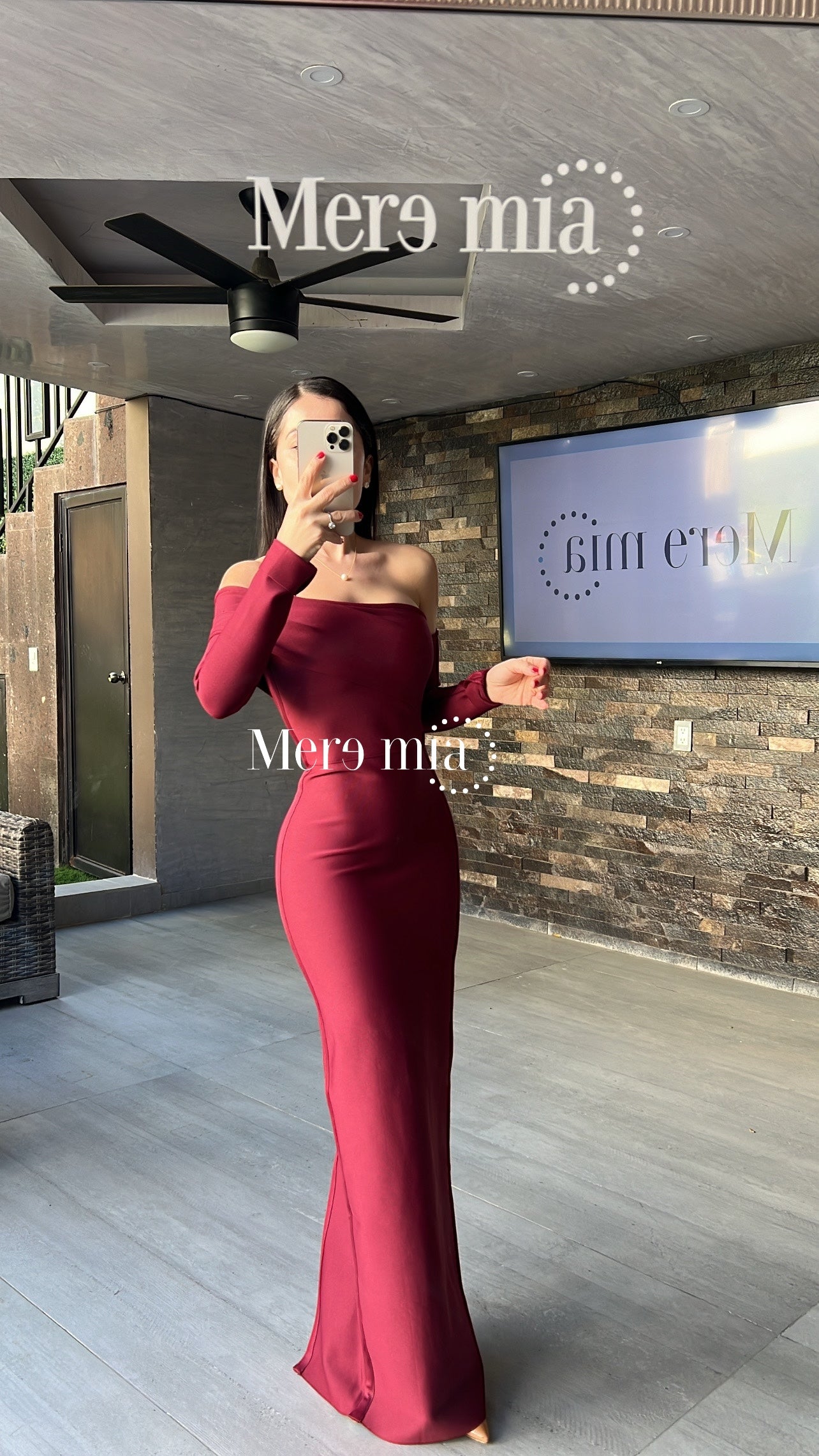 Vestido tinto ml hombro