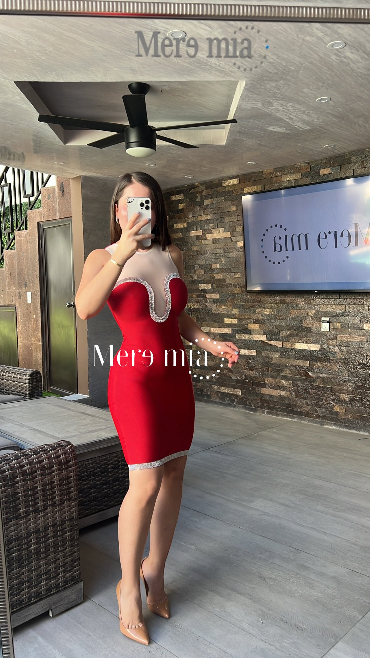 Vestido rojo plata corto