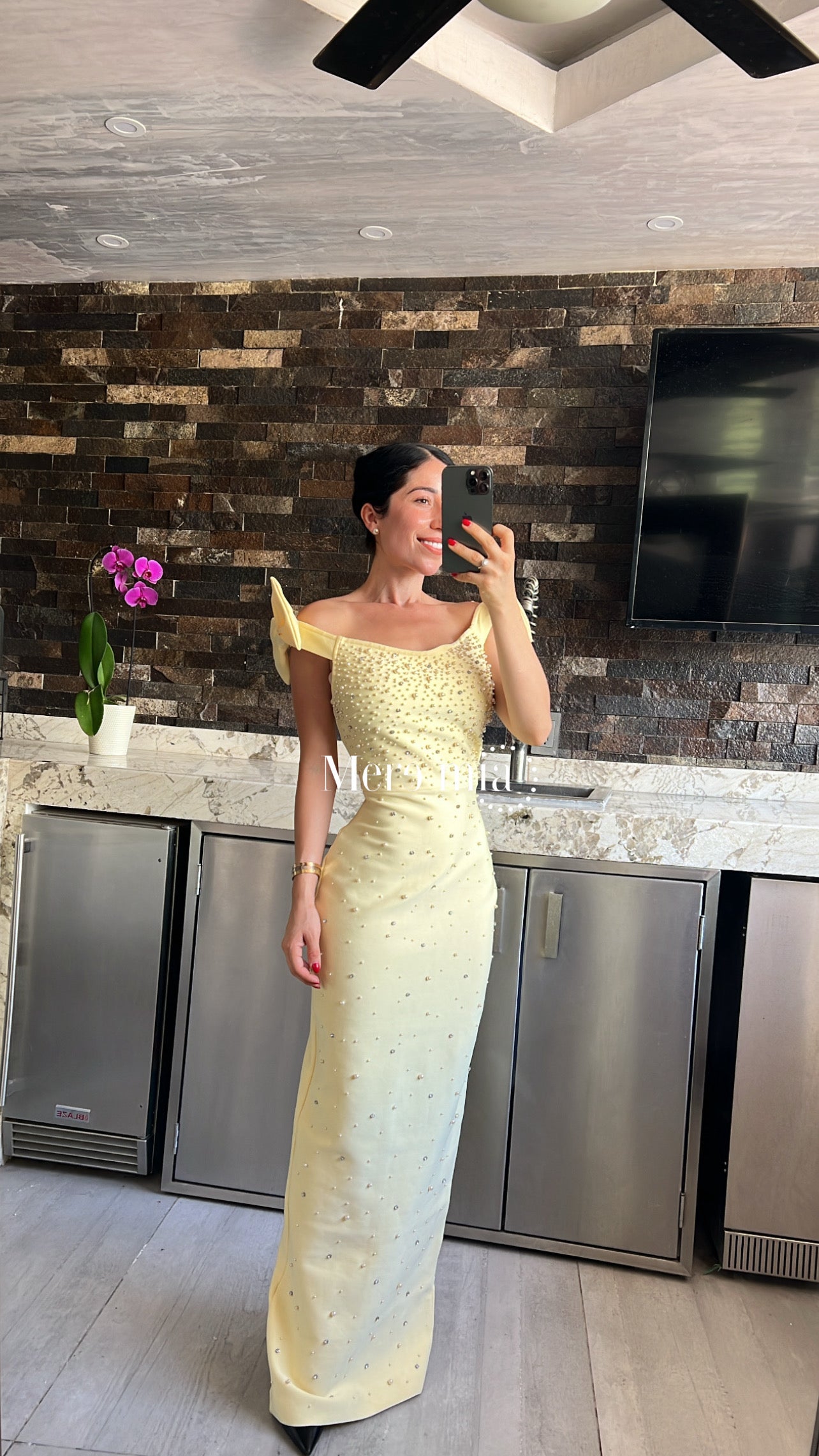 Vestido moños perlas