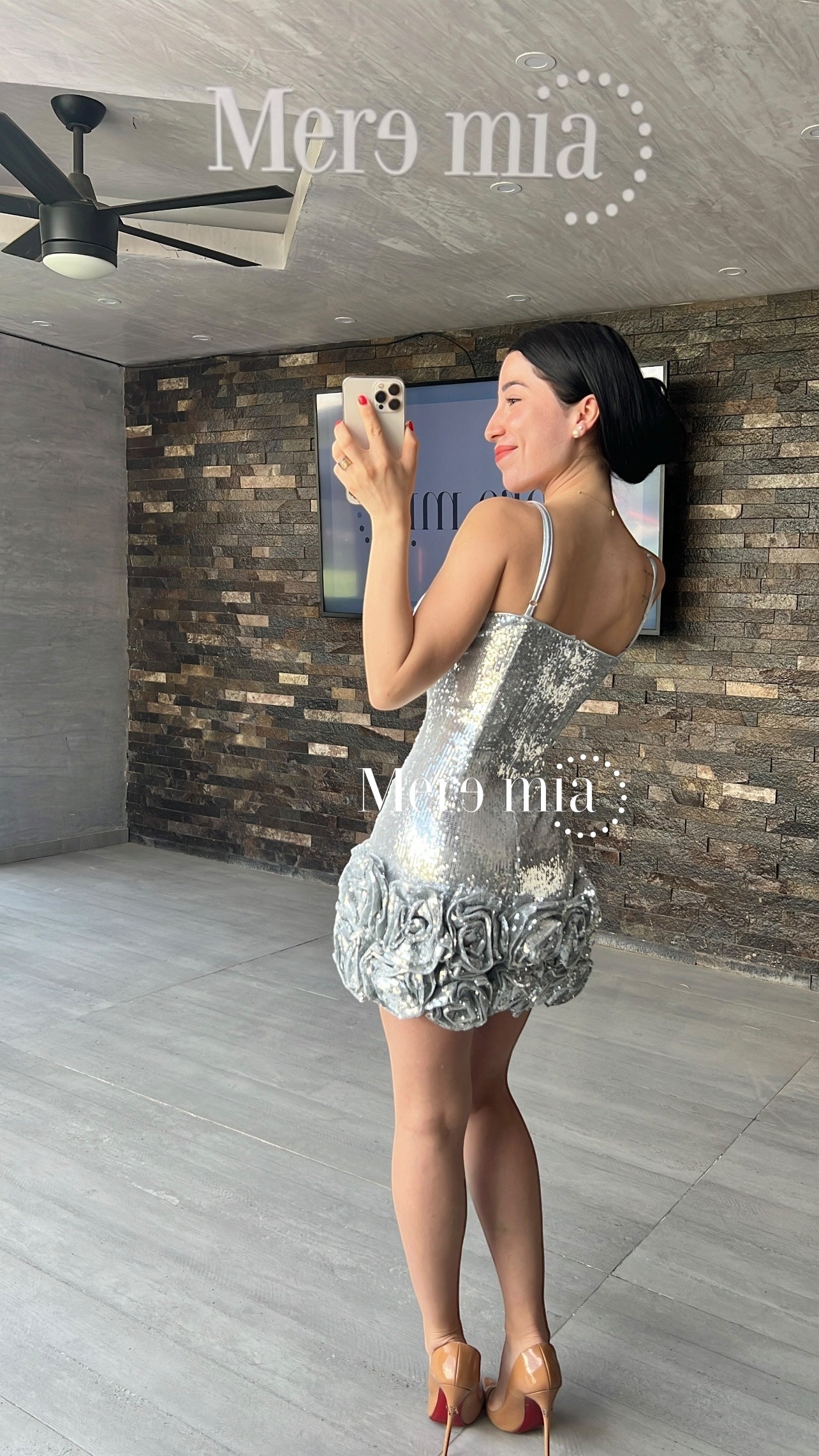 Vestido flores plata