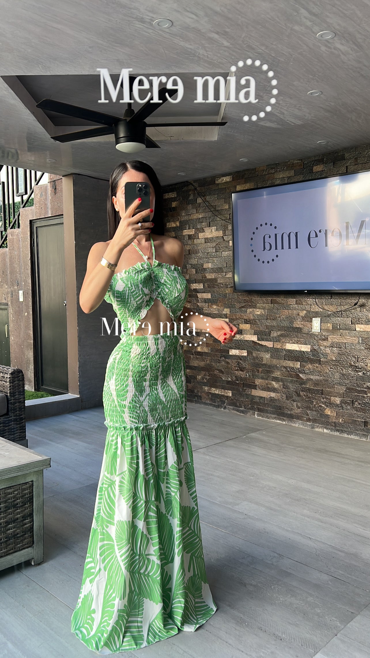 Vestido verde estamp