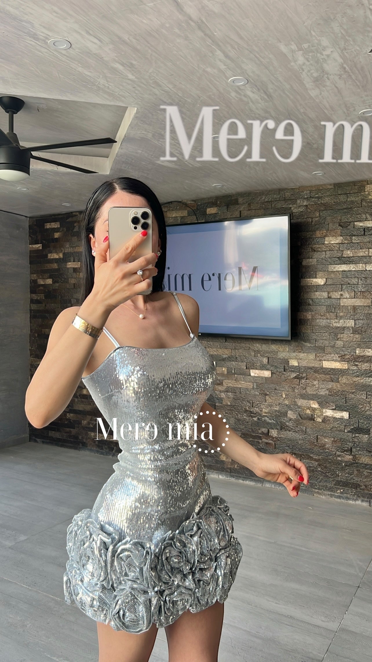 Vestido flores plata