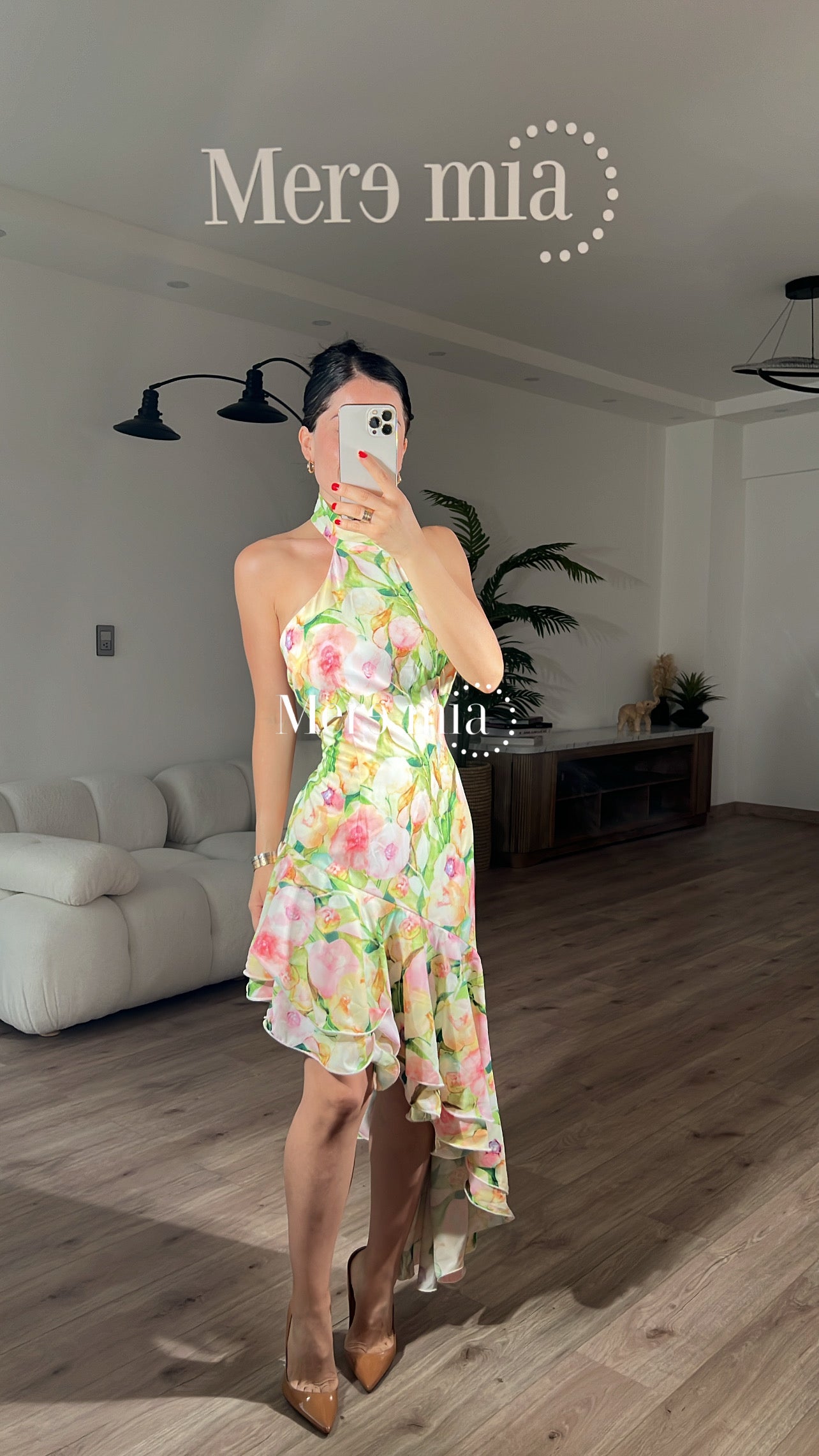 Vestido flores asimétrico