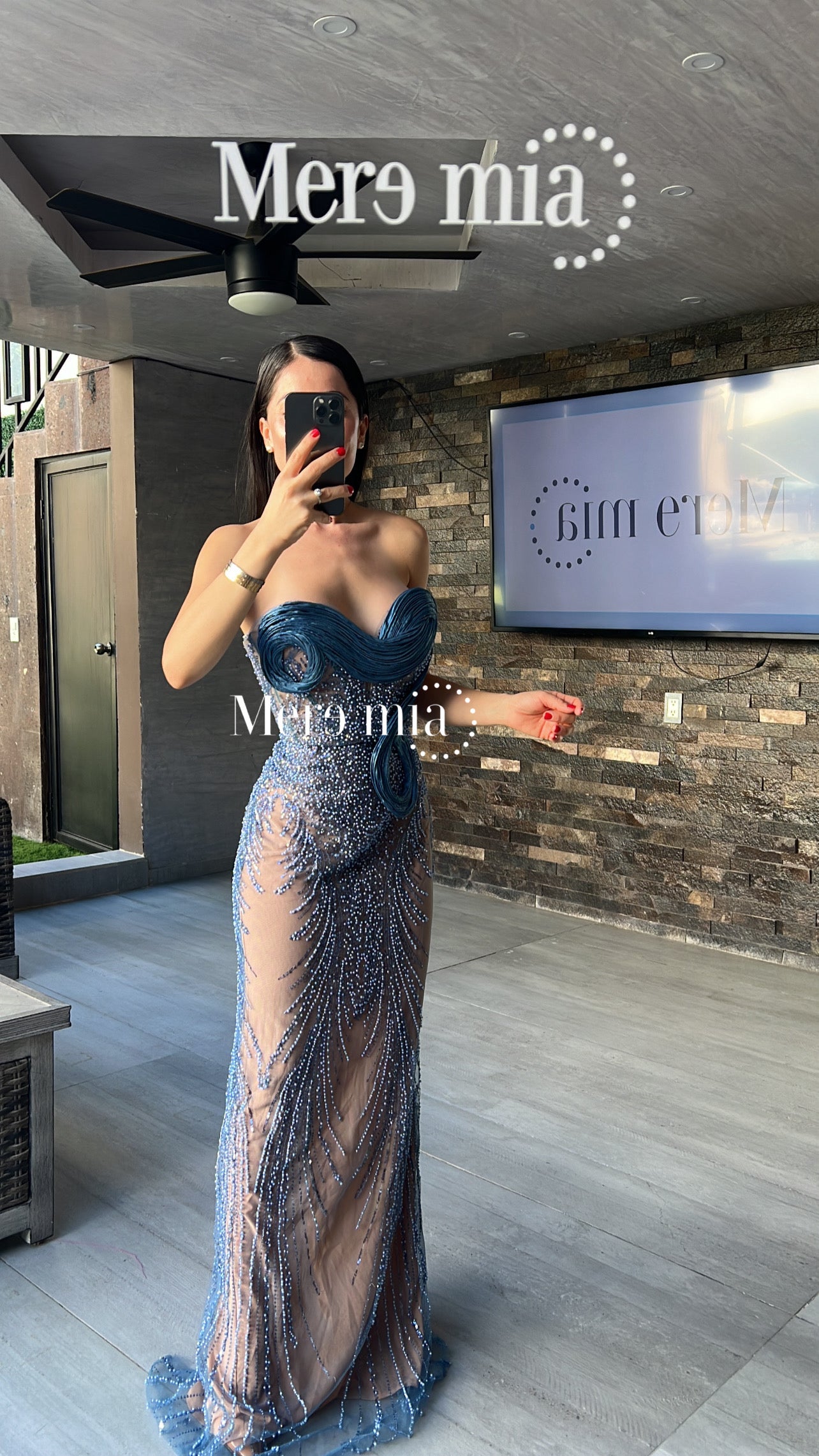 Vestido azul lentejuelas apl