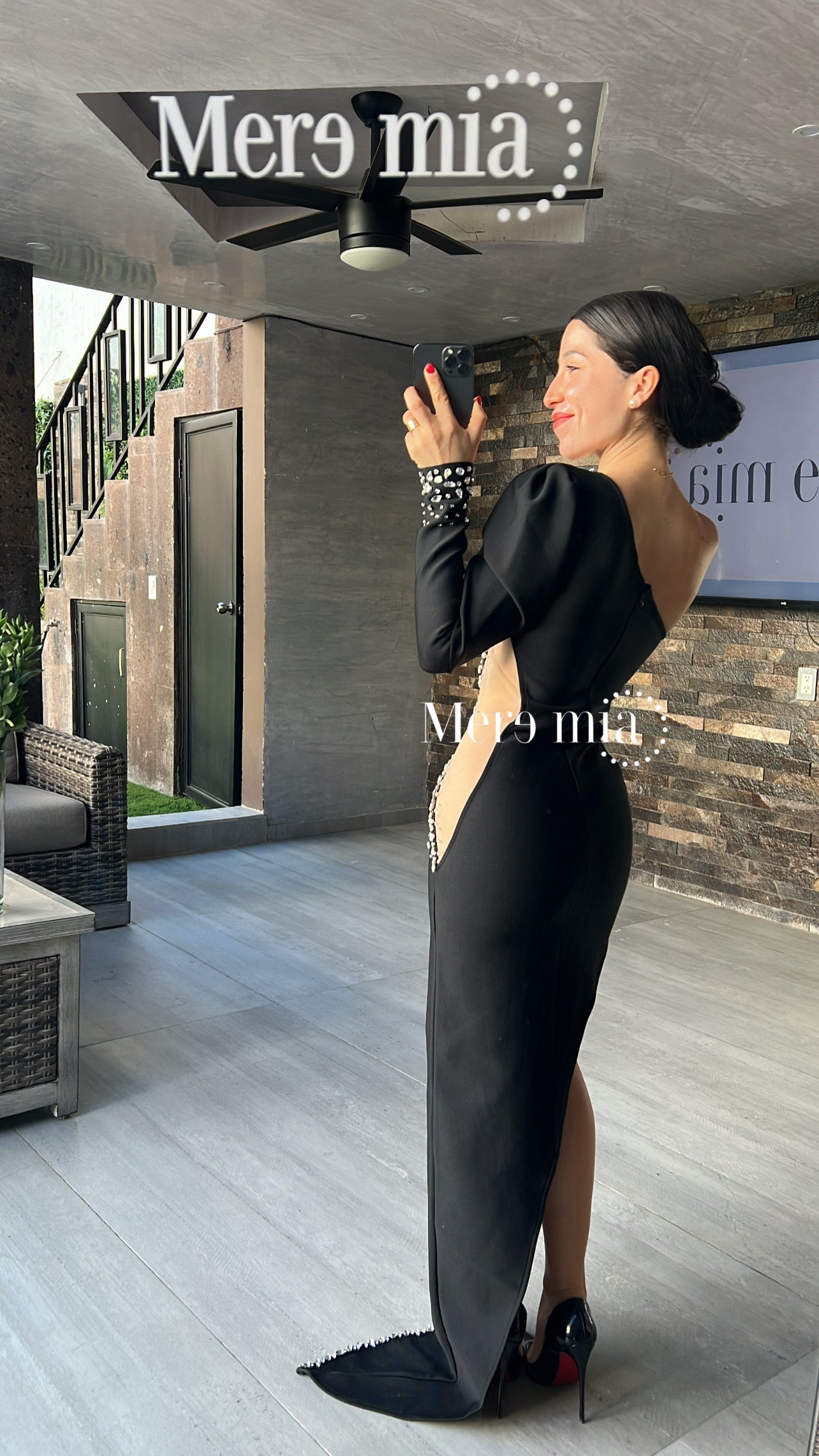 Vestido negro apl malla