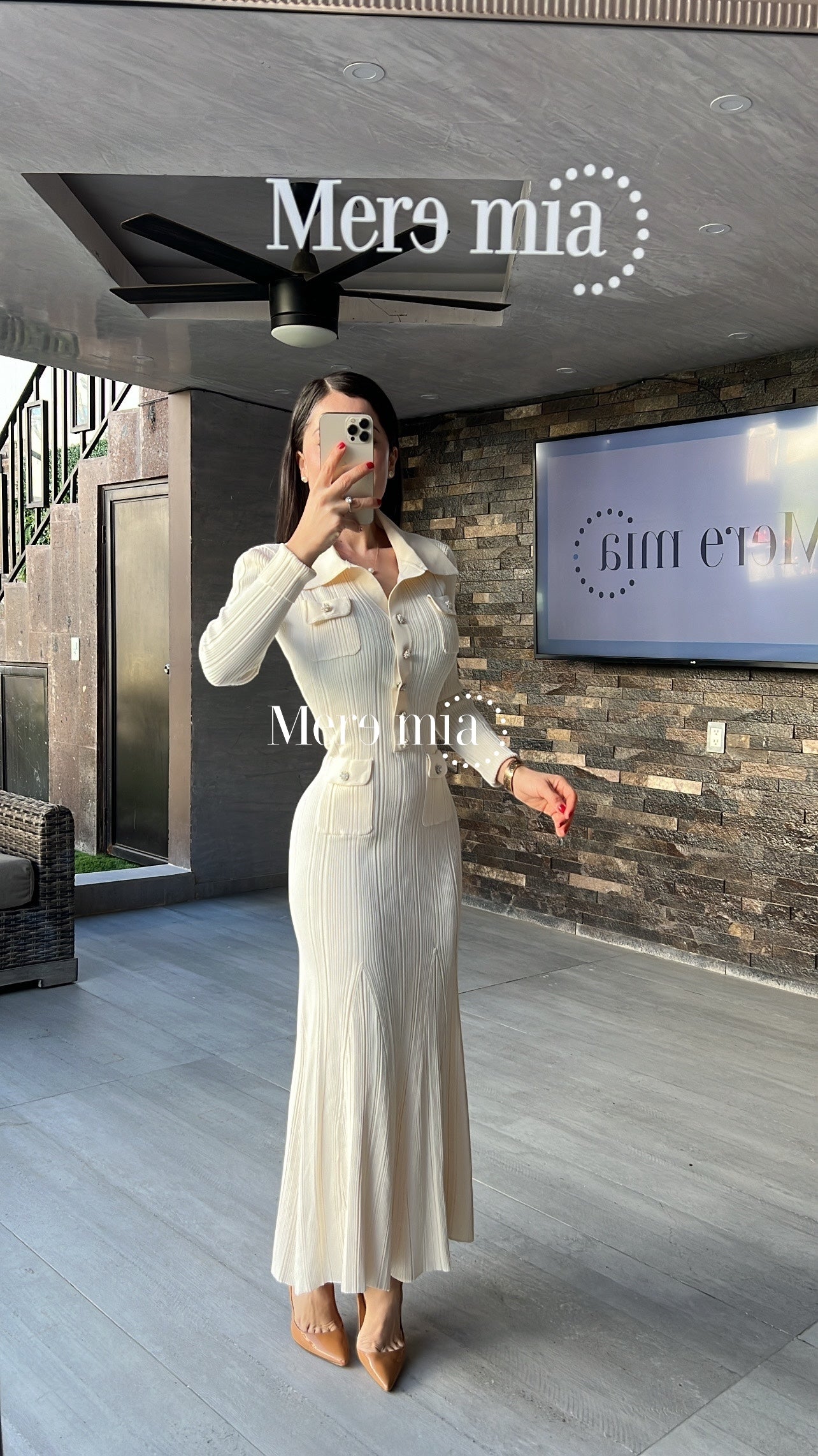 Vestido ivory cuello ml