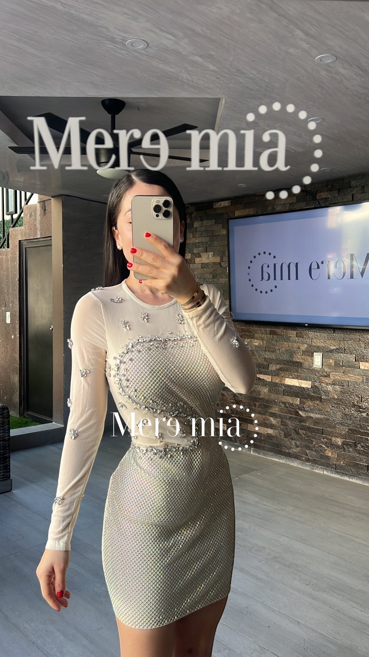 Vestido plata malla apl