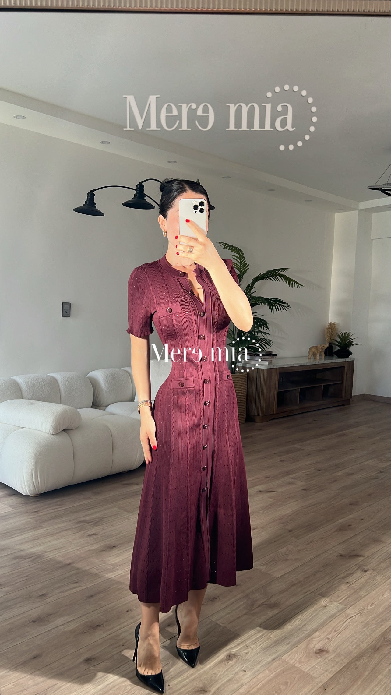 Vestido tinto mc botones