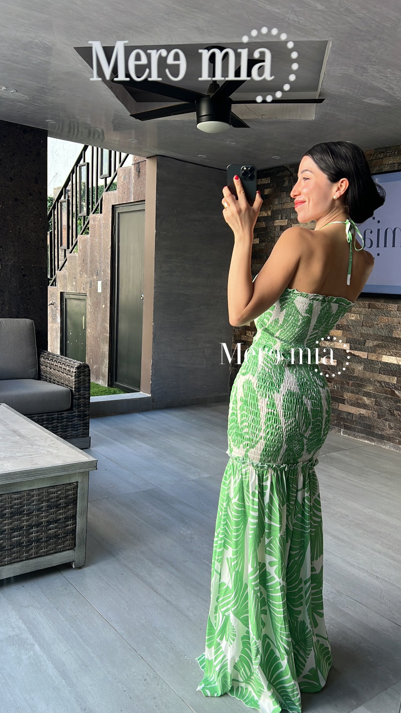 Vestido verde estamp
