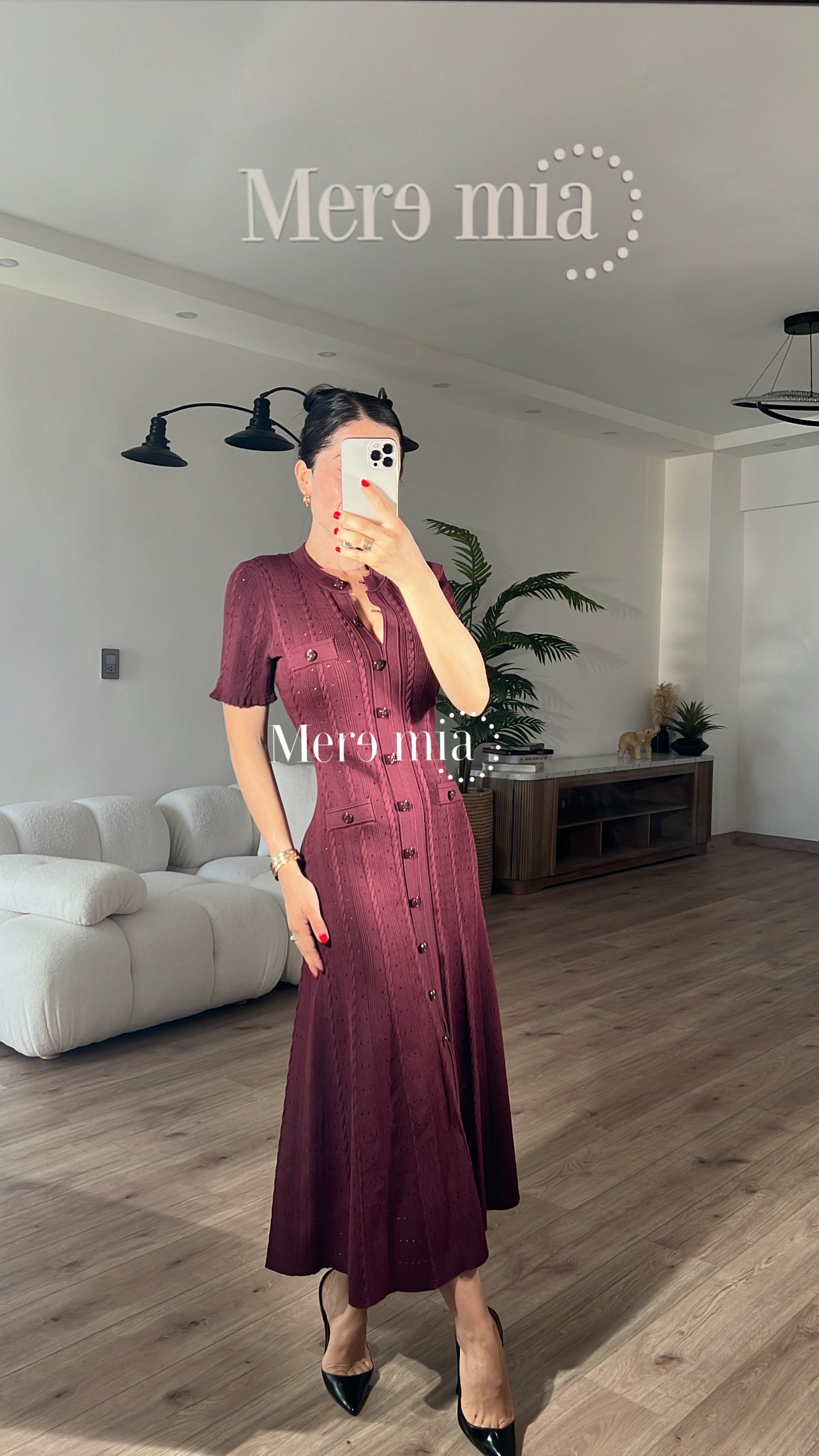 Vestido tinto mc botones