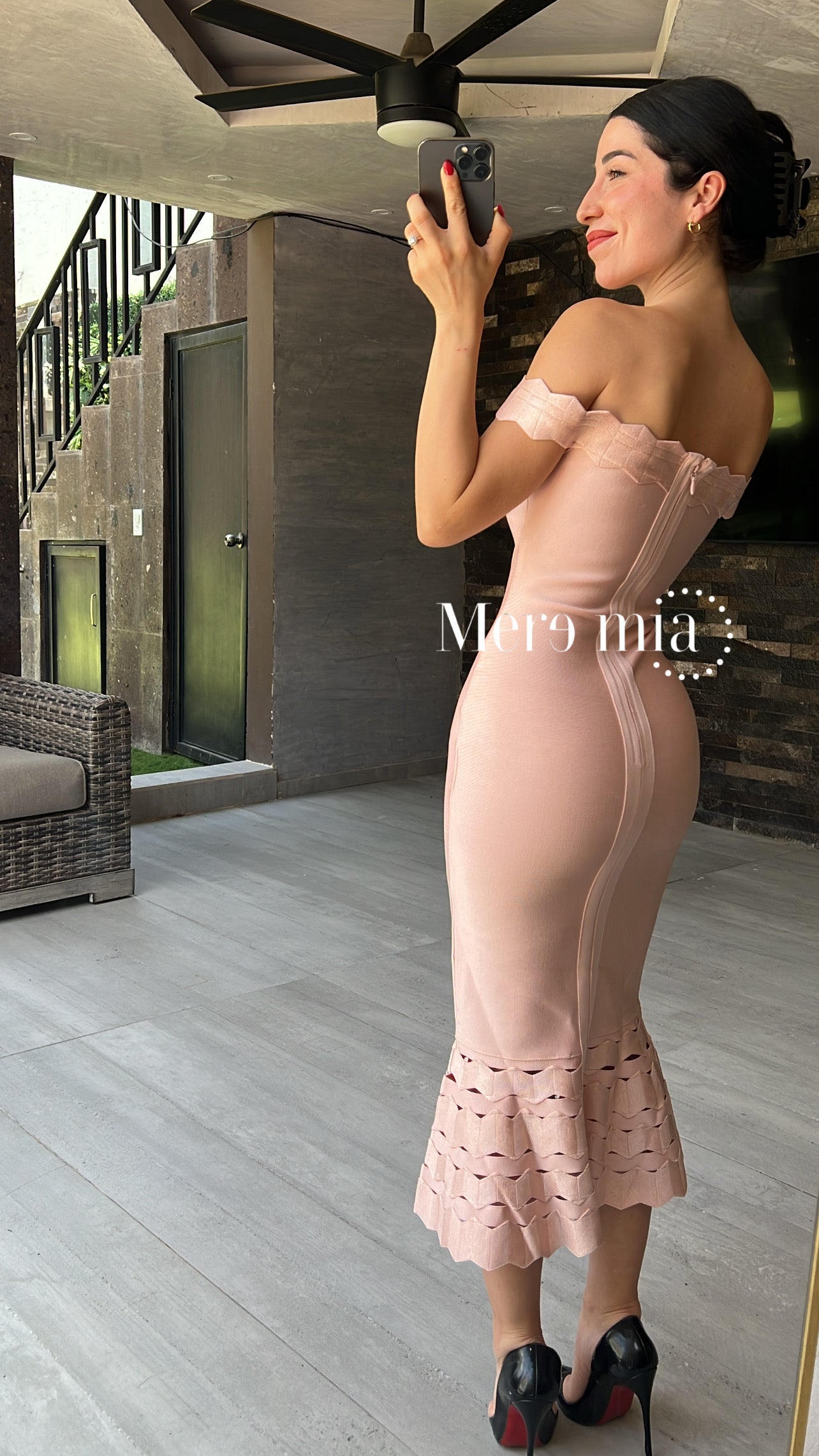 Vestido hombros olan ruff
