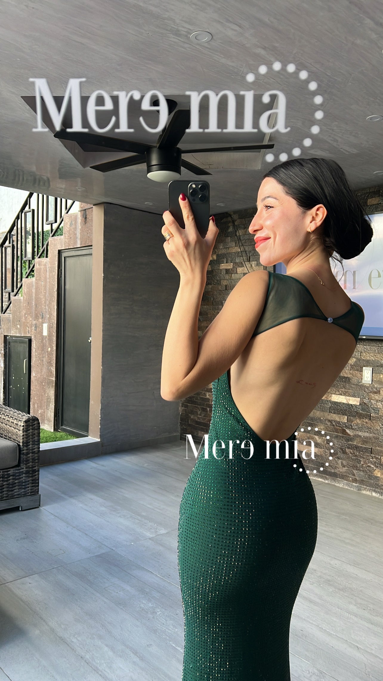 Vestido verde puntos malla