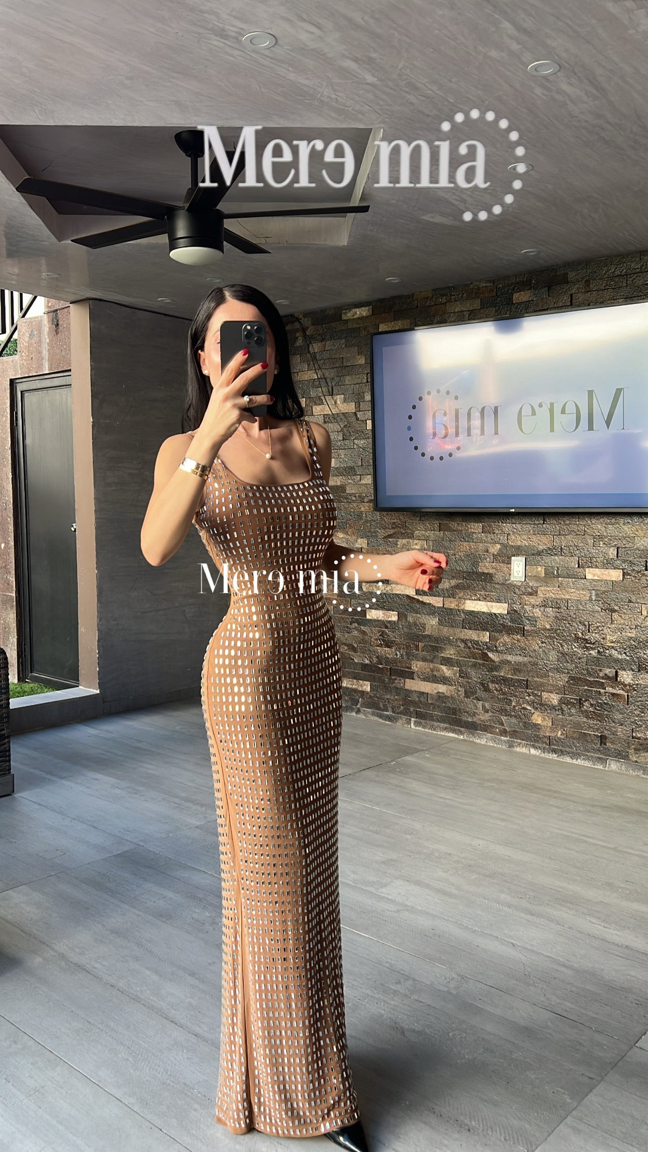 Vestido café apl rect