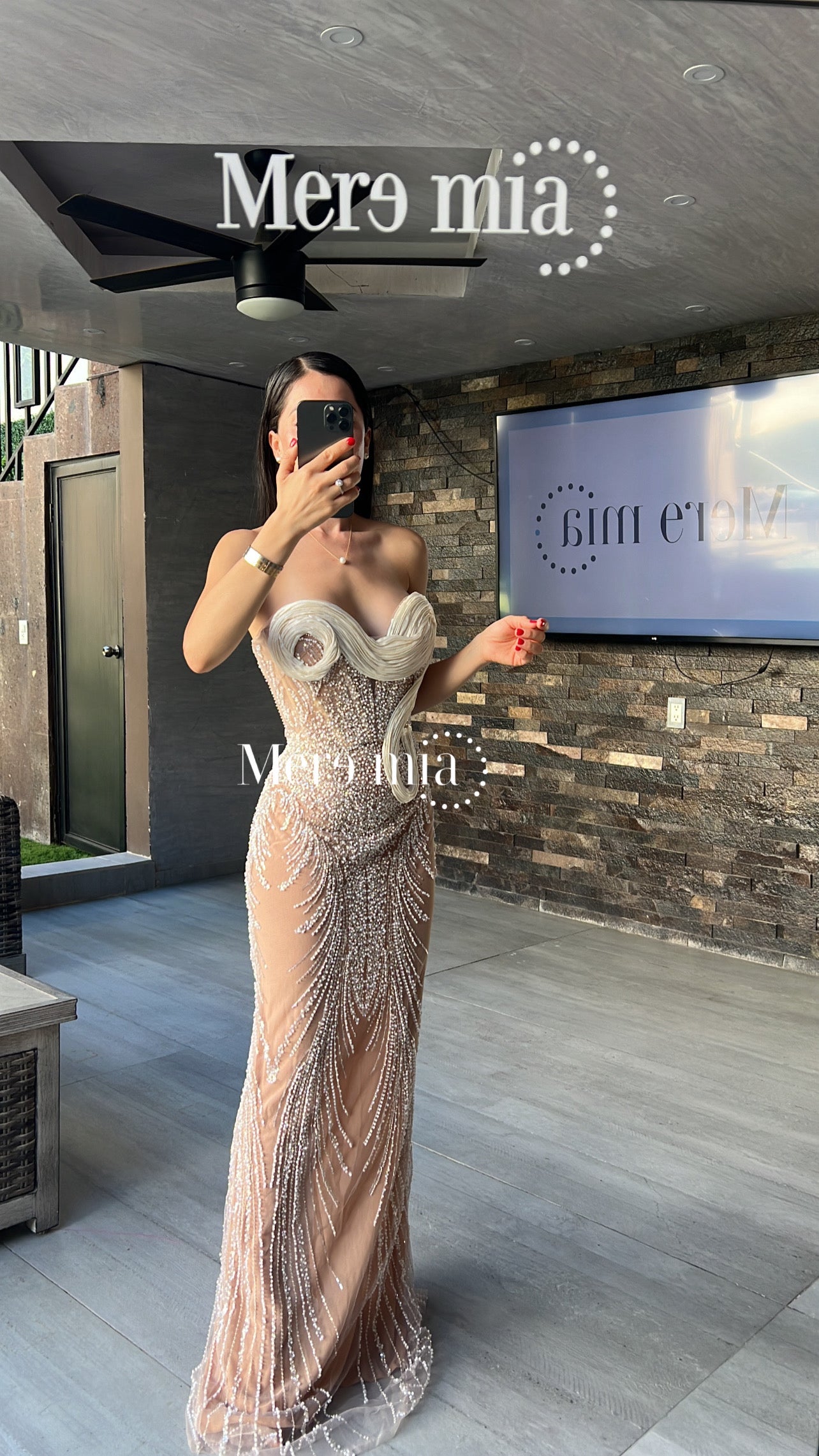 Vestido nude lentejuelas apl