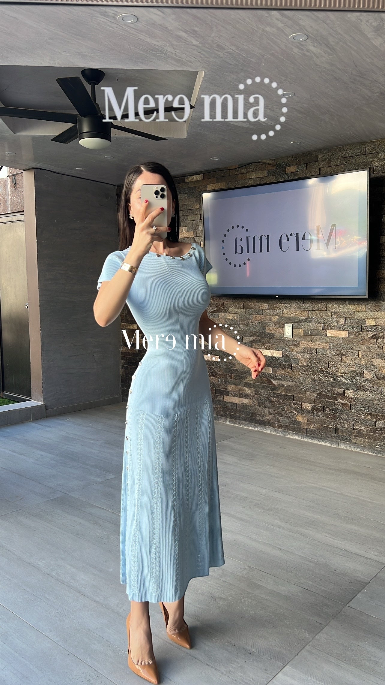 Vestido azul rayado mc