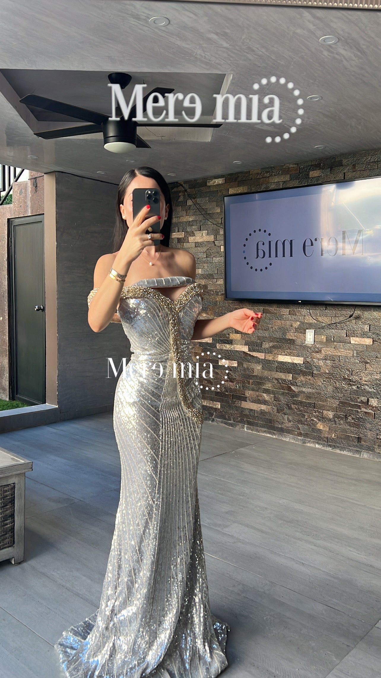 Vestido plata metálico largo