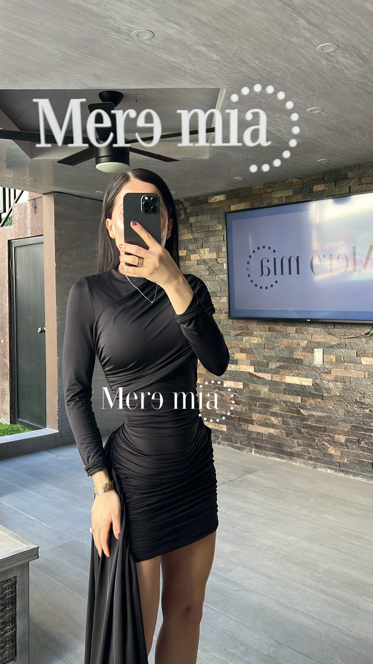 Vestido negro plisado ml