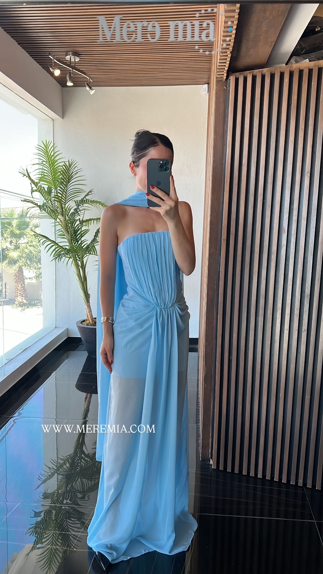 Vestido plisado estola largo