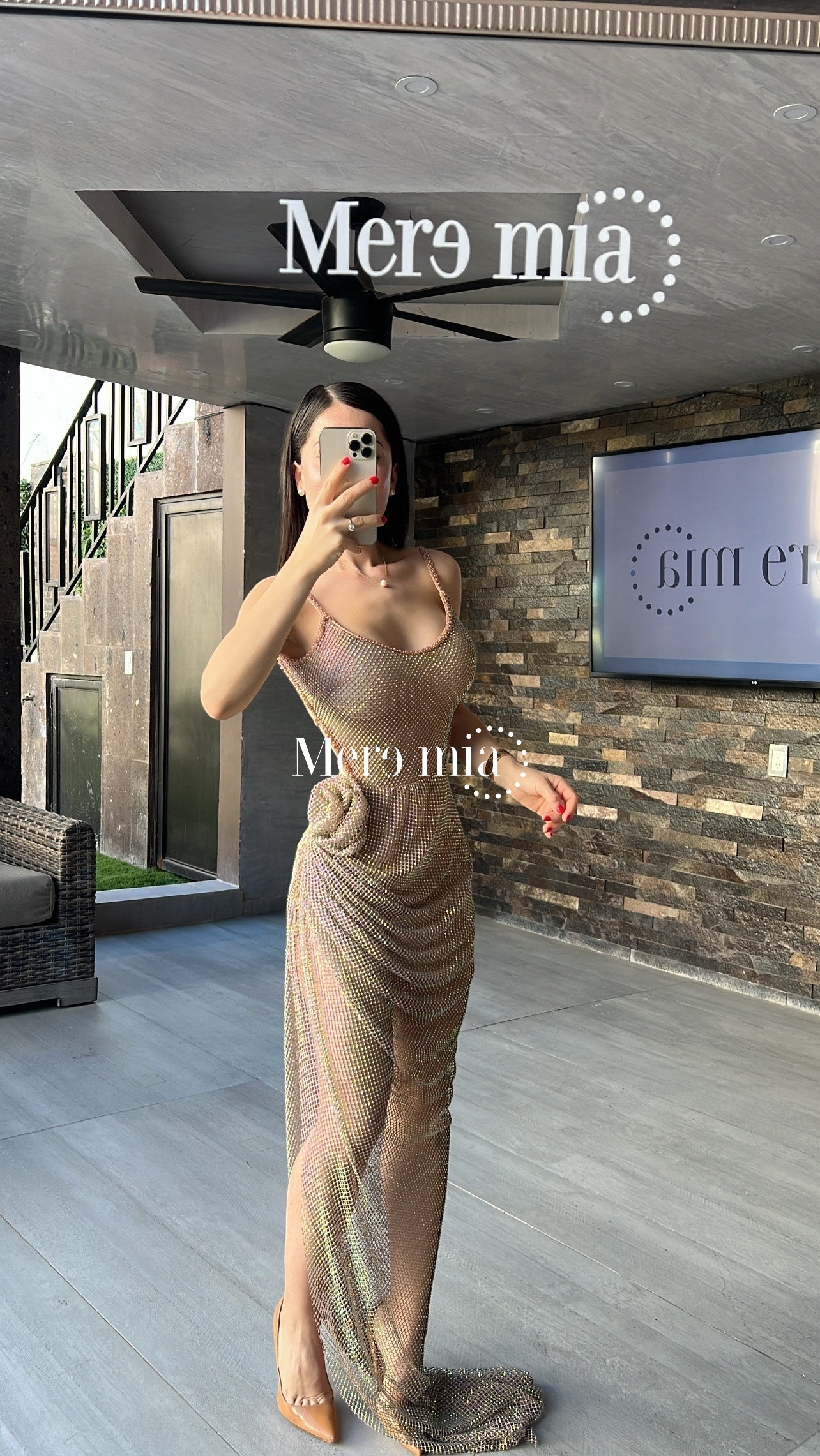 Vestido moka puntos flor