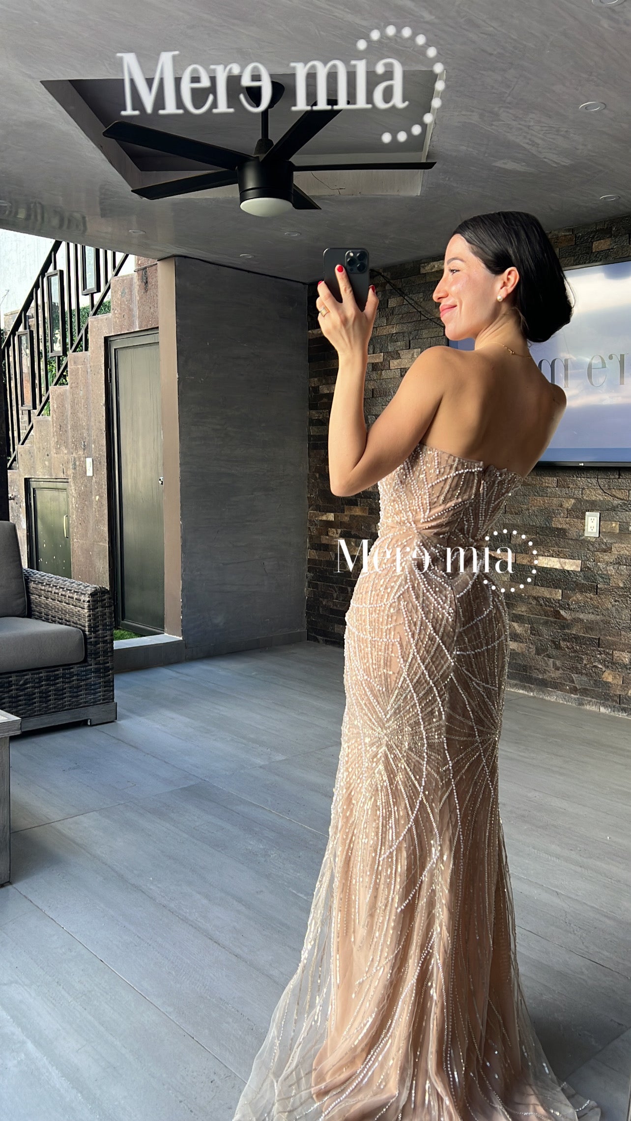 Vestido moka perlas lent