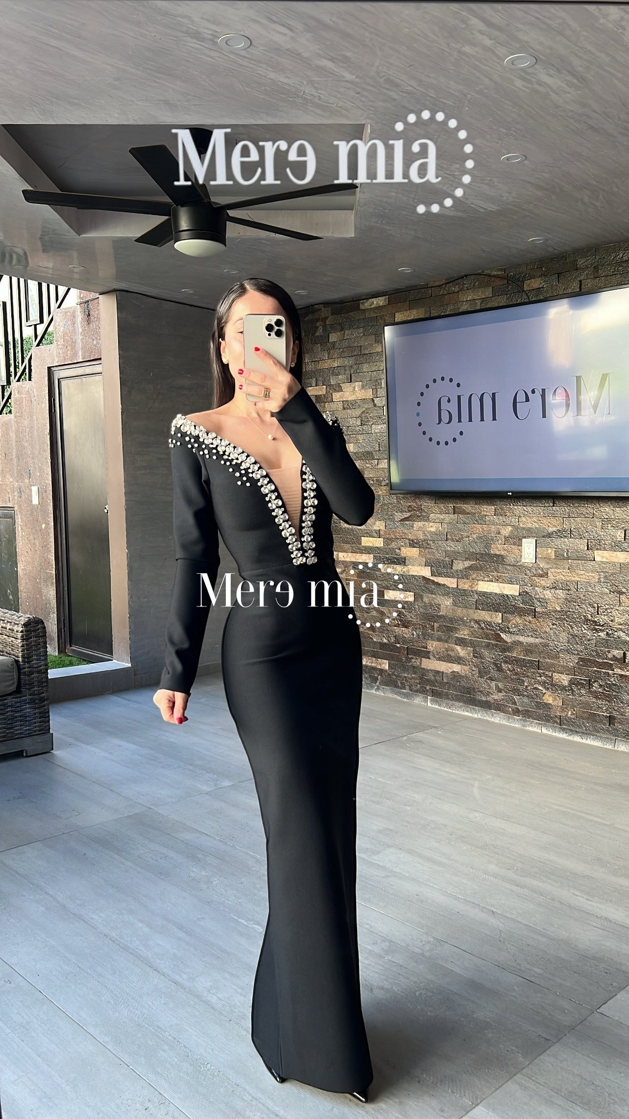 Vestido negro perlas ml