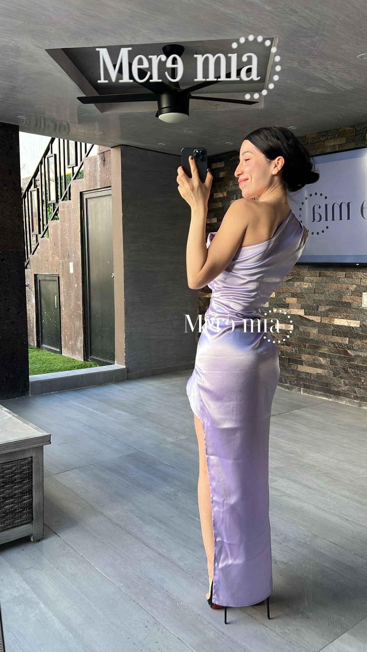 Vestido lila sat hombro