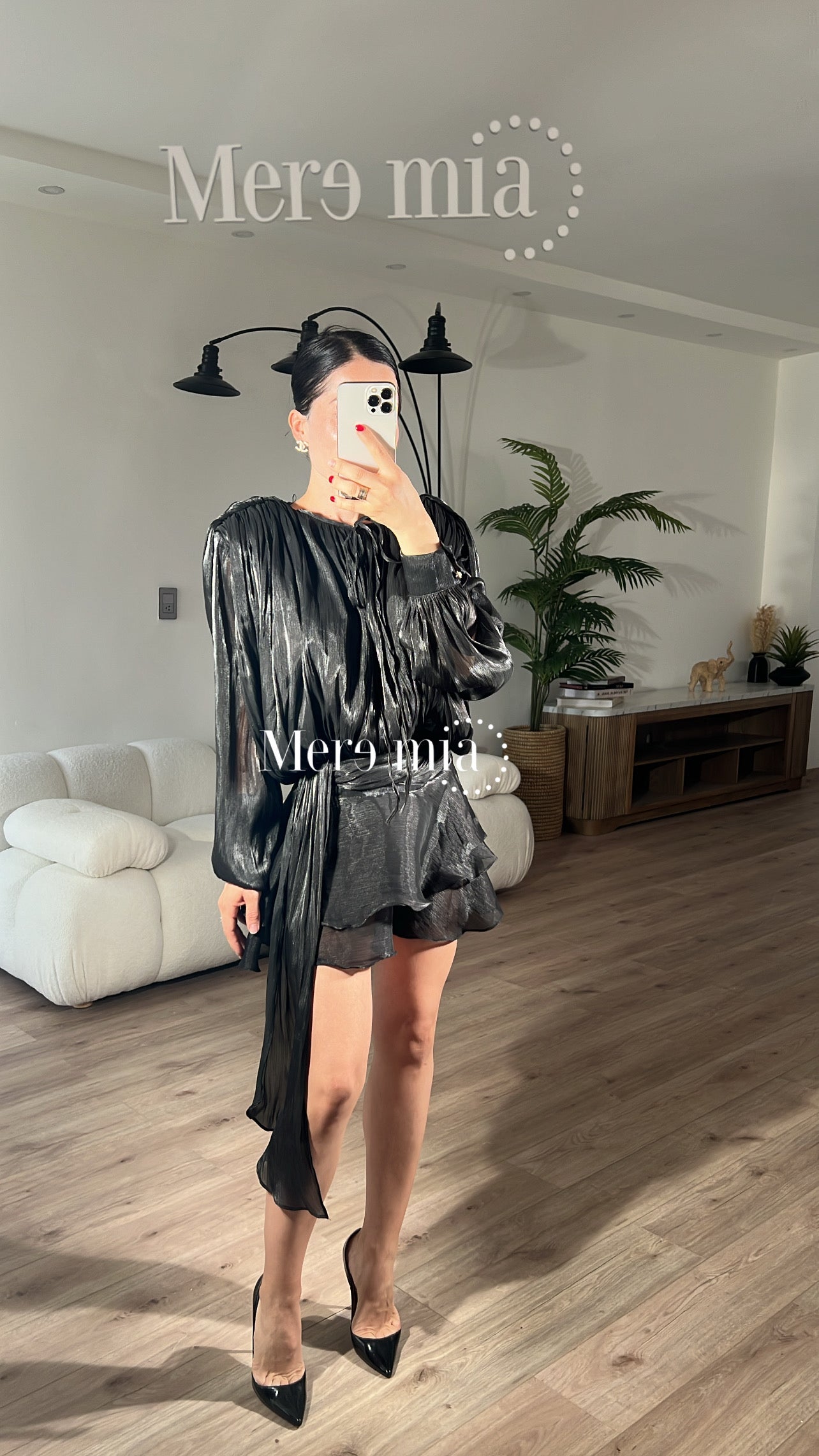 Vestido negro olanes