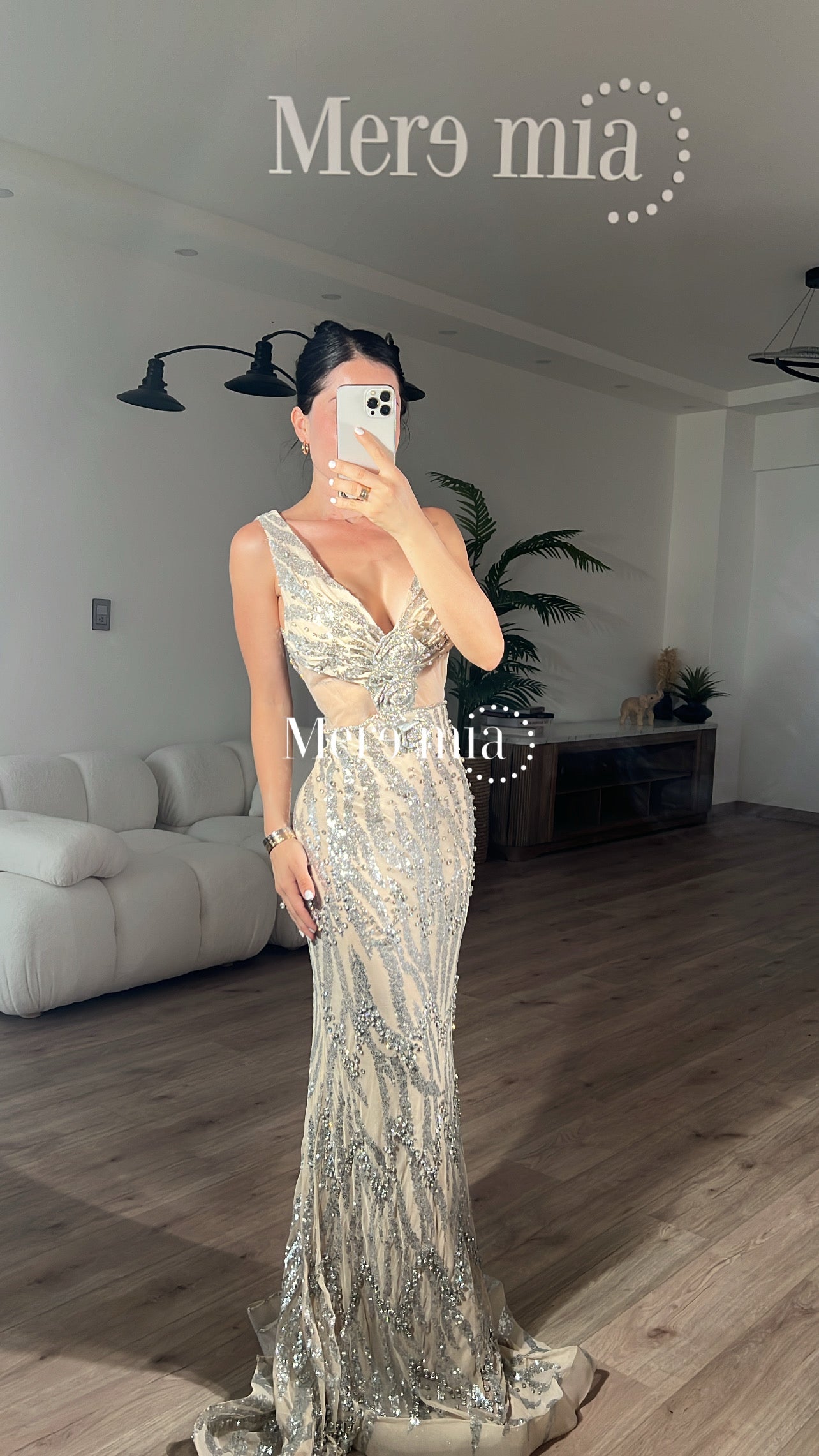 Vestido nude plata aber