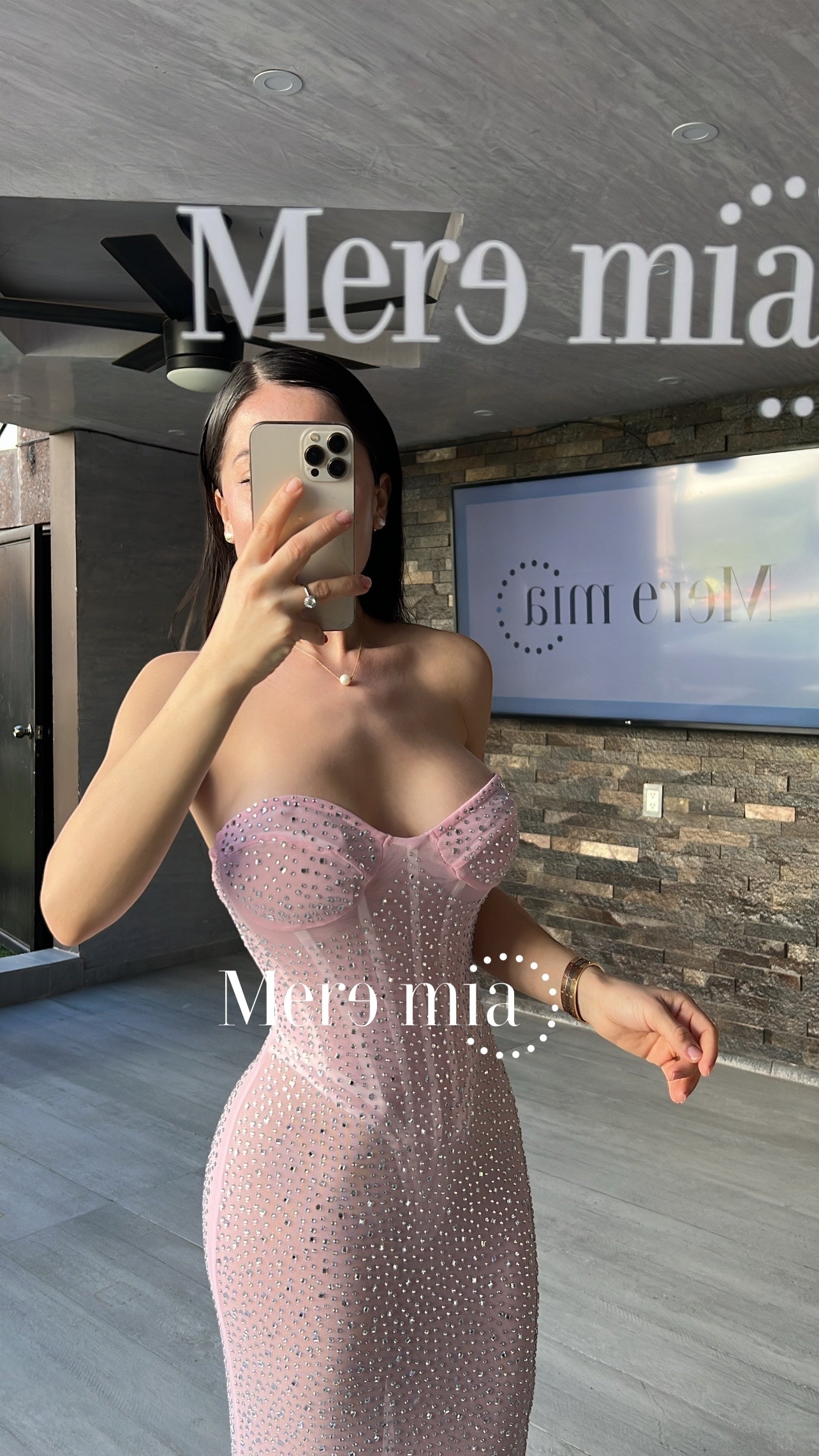 Vestido rosa puntos malla