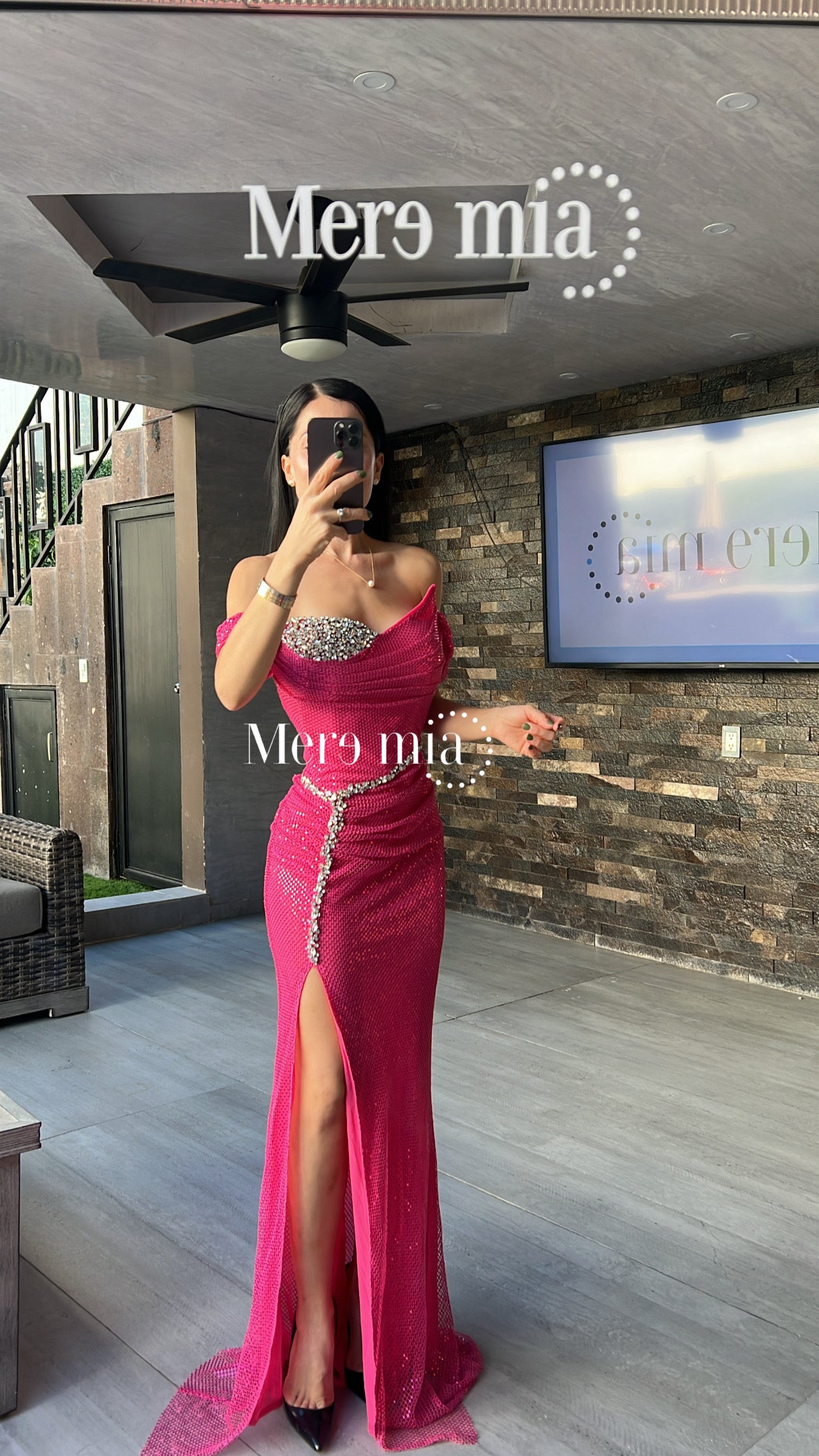 Vestido rosa fucsia malla