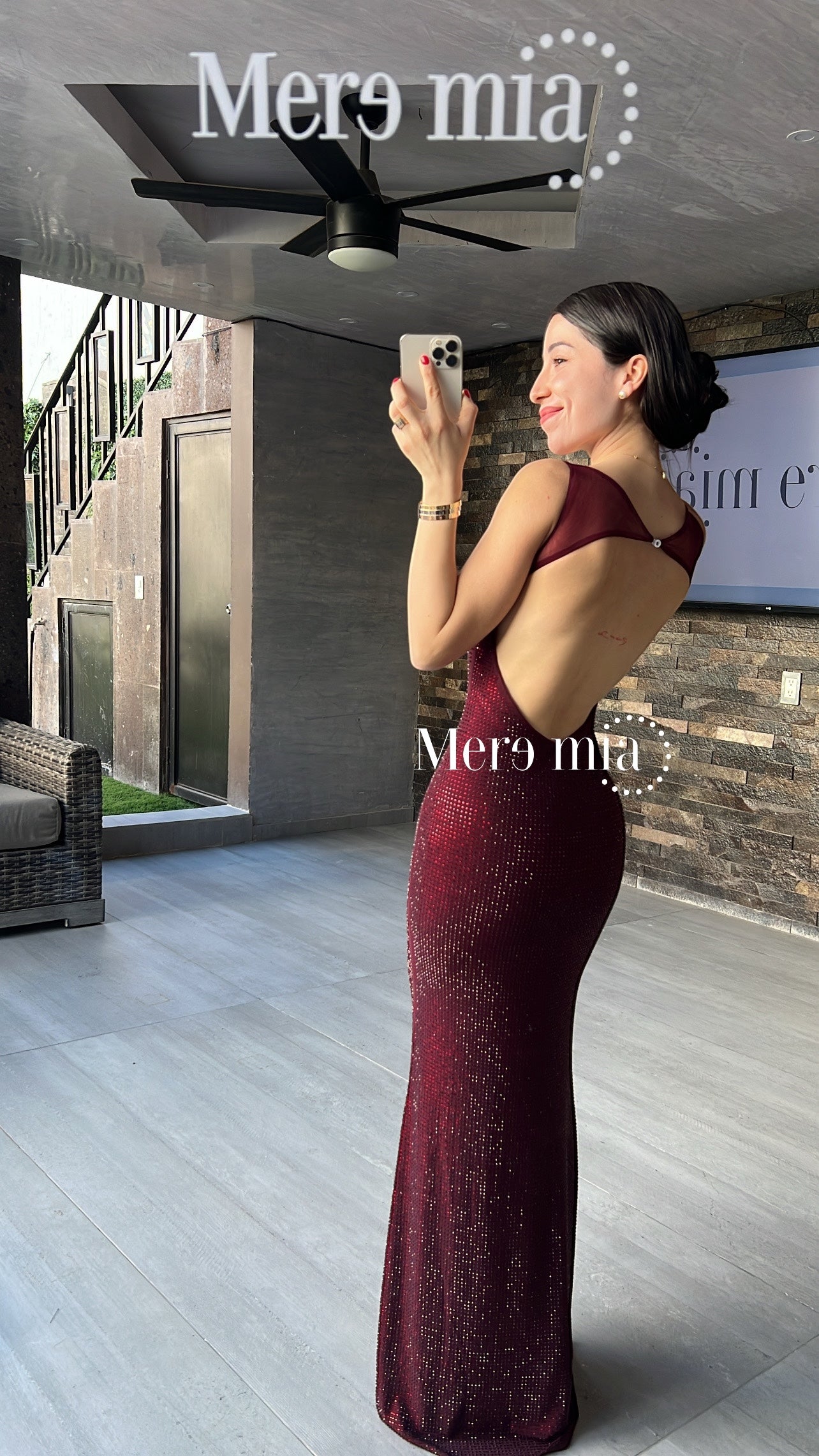 Vestido tinto puntos malla