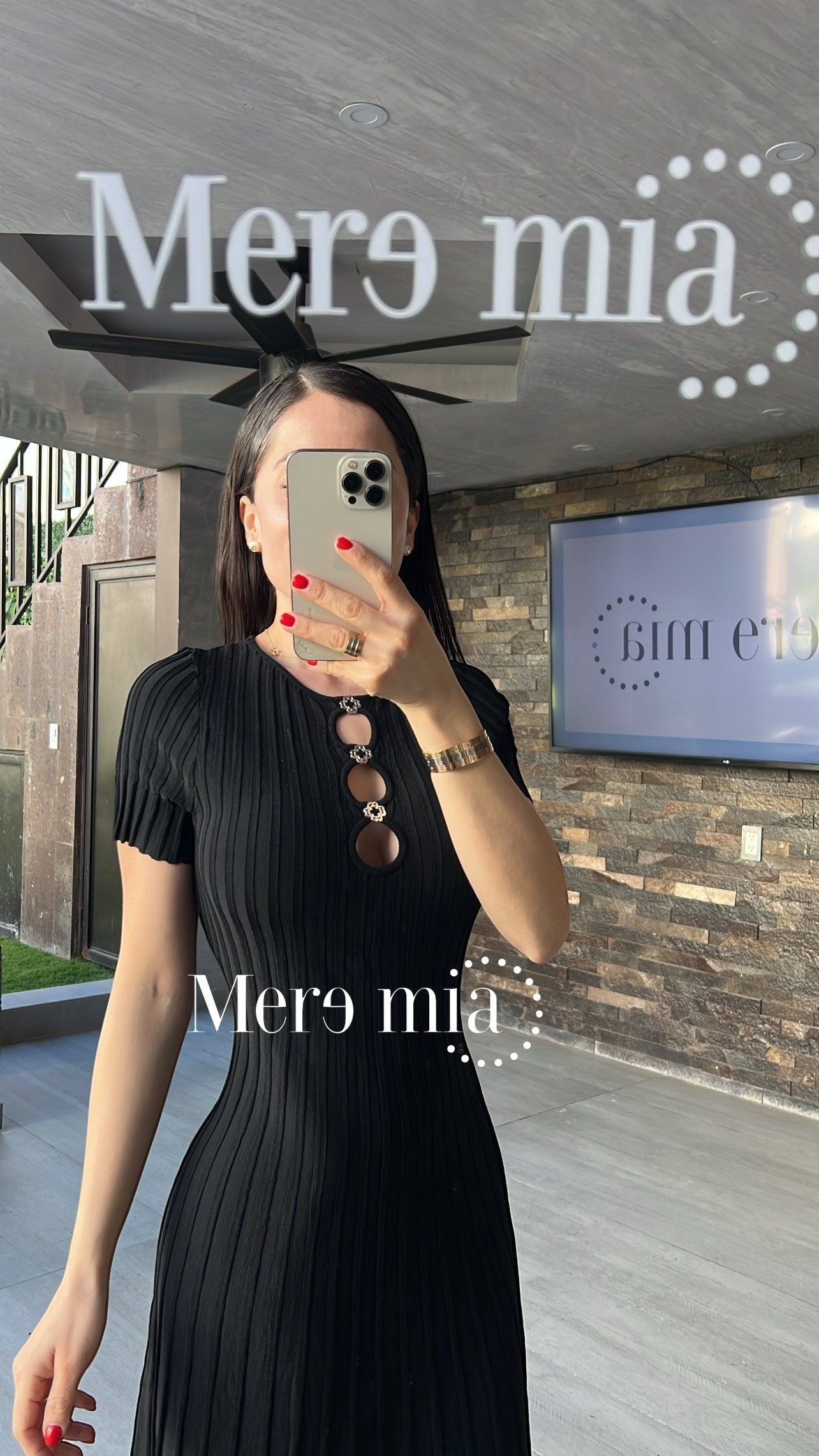 Vestido negro rayado botones pl