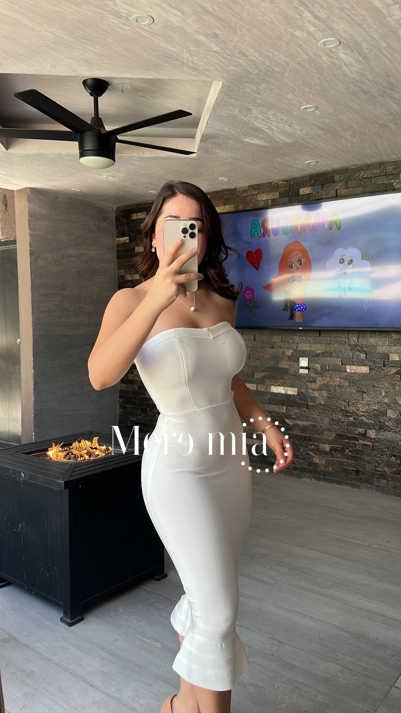 Vestido blanco Olán abajo strapless