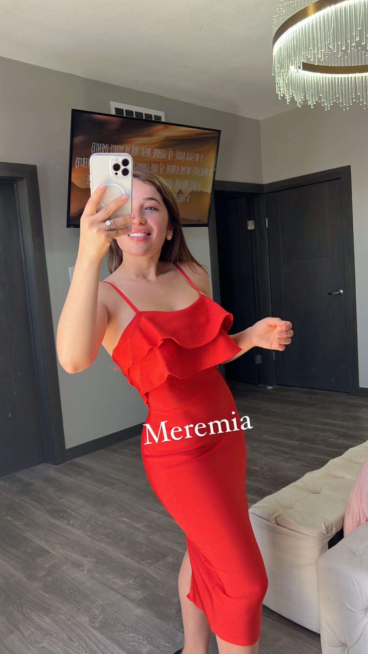 Vestido con olanes rojo