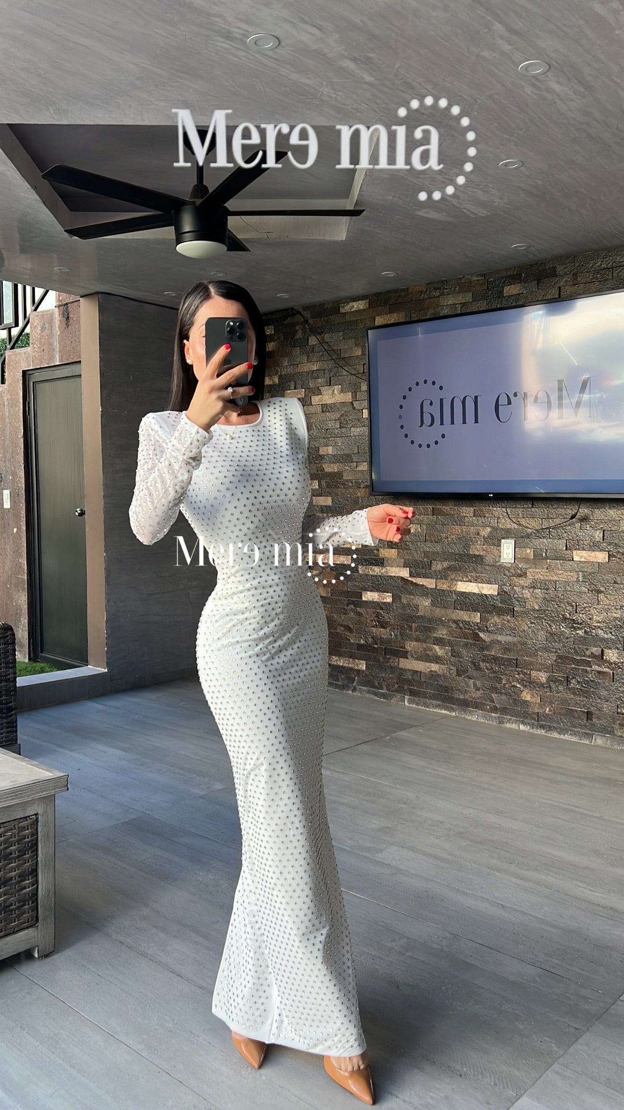 Vestido blanco puntos espalda