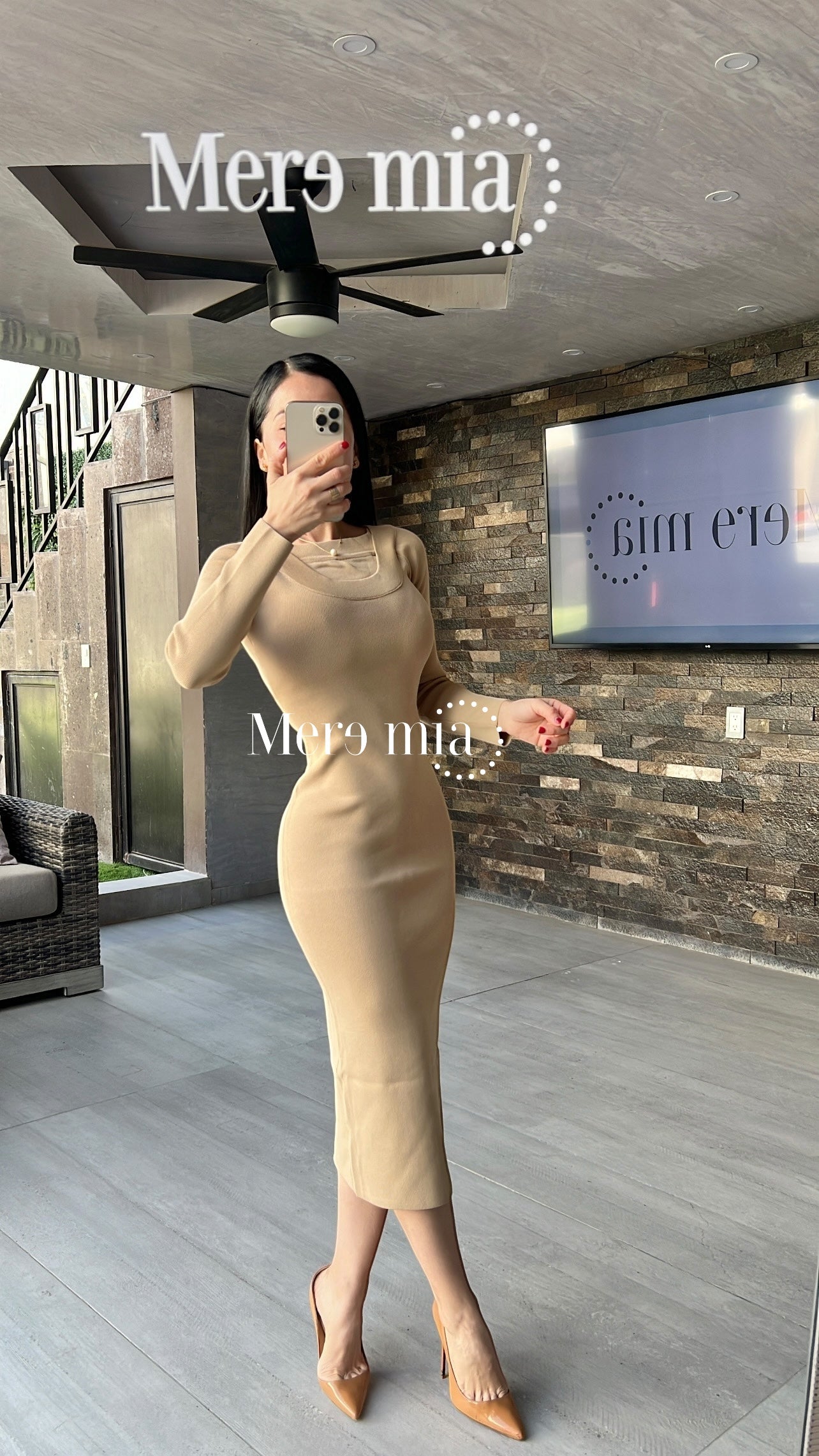 Vestido beige rayado ml